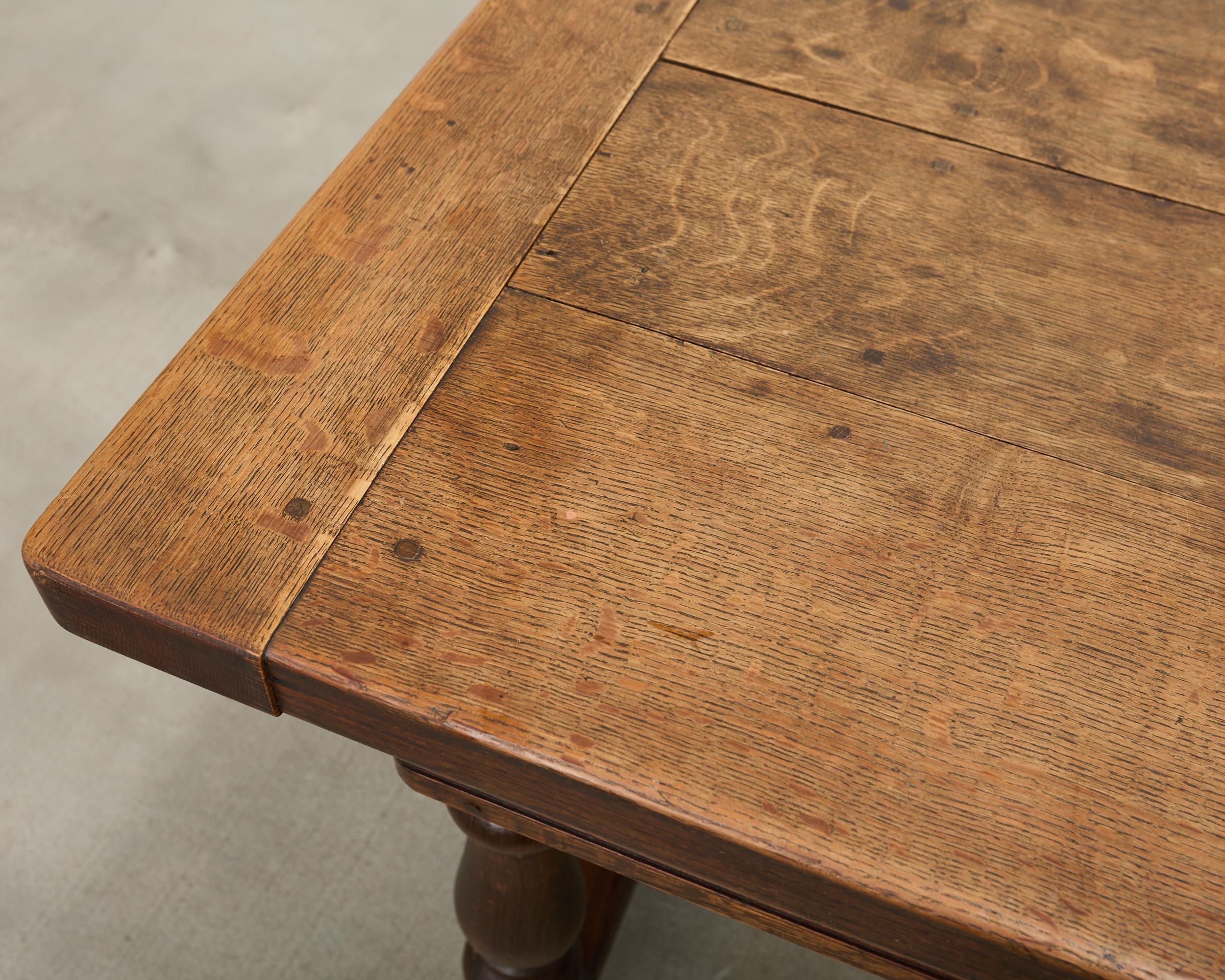 19th Century Country French Oak Farmhouse Trestle Dining Table 8 Ft. For Sale 5