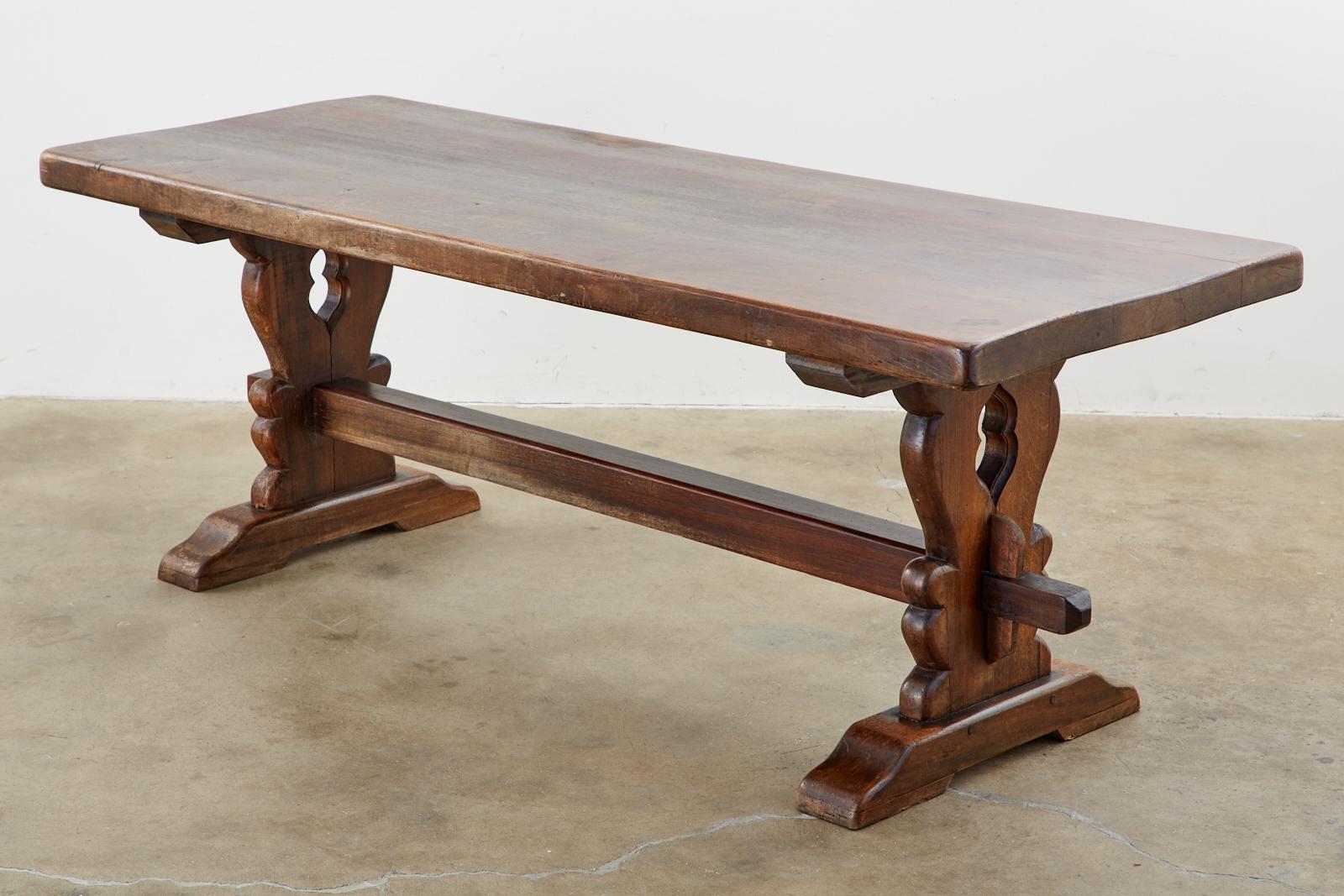 19th Century Country French Oak Farmhouse Trestle Dining Table 4