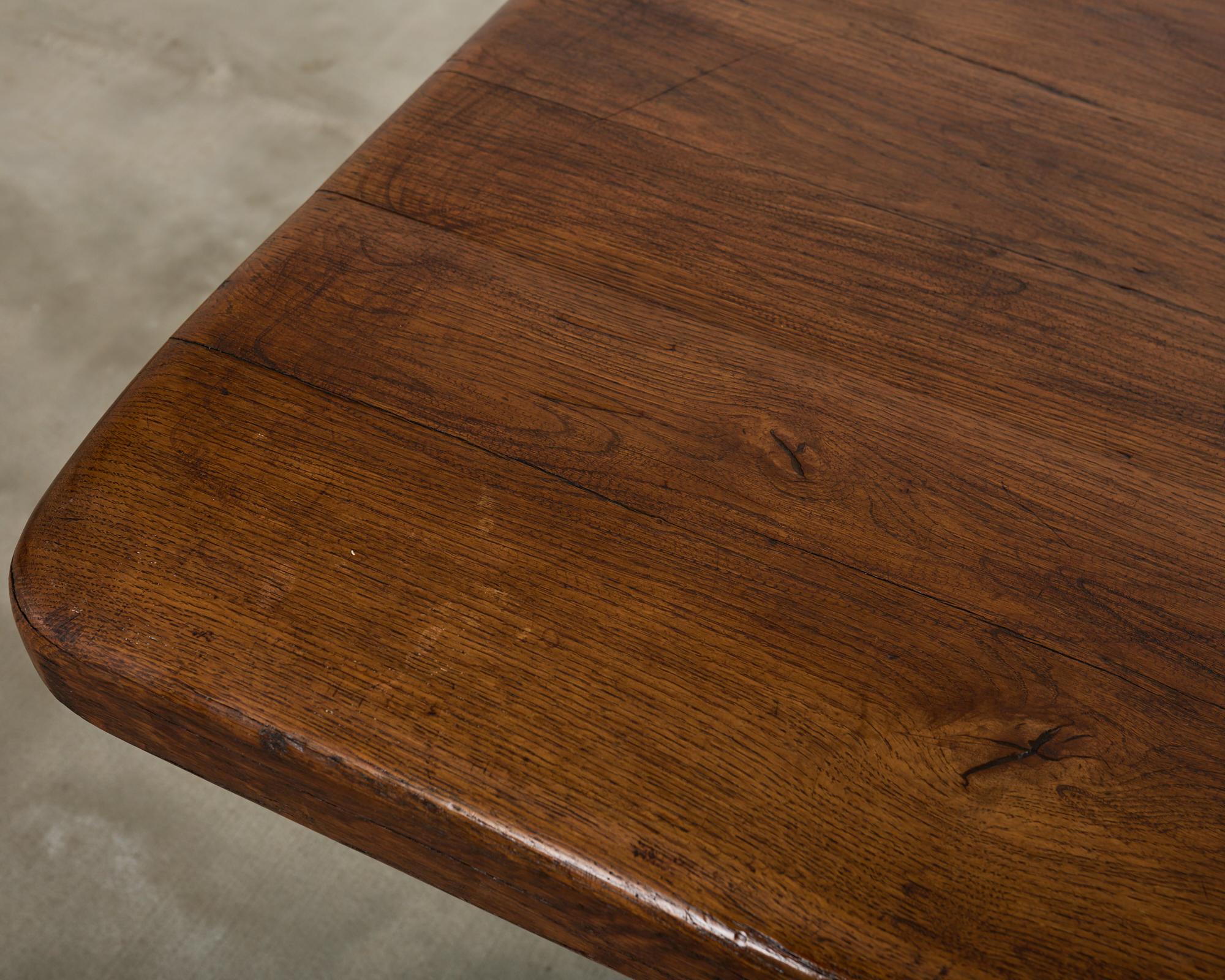 Mesa de comedor de caballete de granja de roble francés del siglo XIX en venta 3