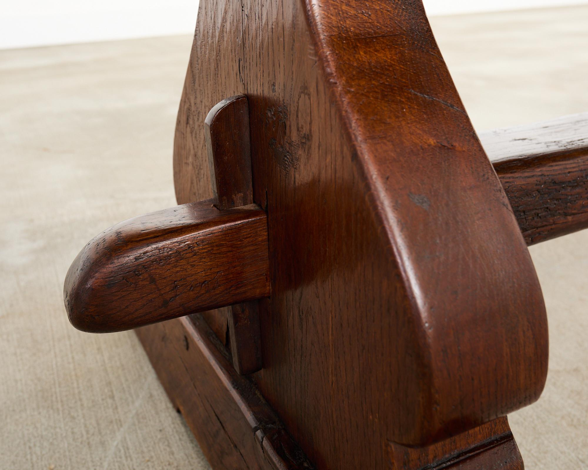 Mesa de comedor de caballete de granja de roble francés del siglo XIX en venta 4