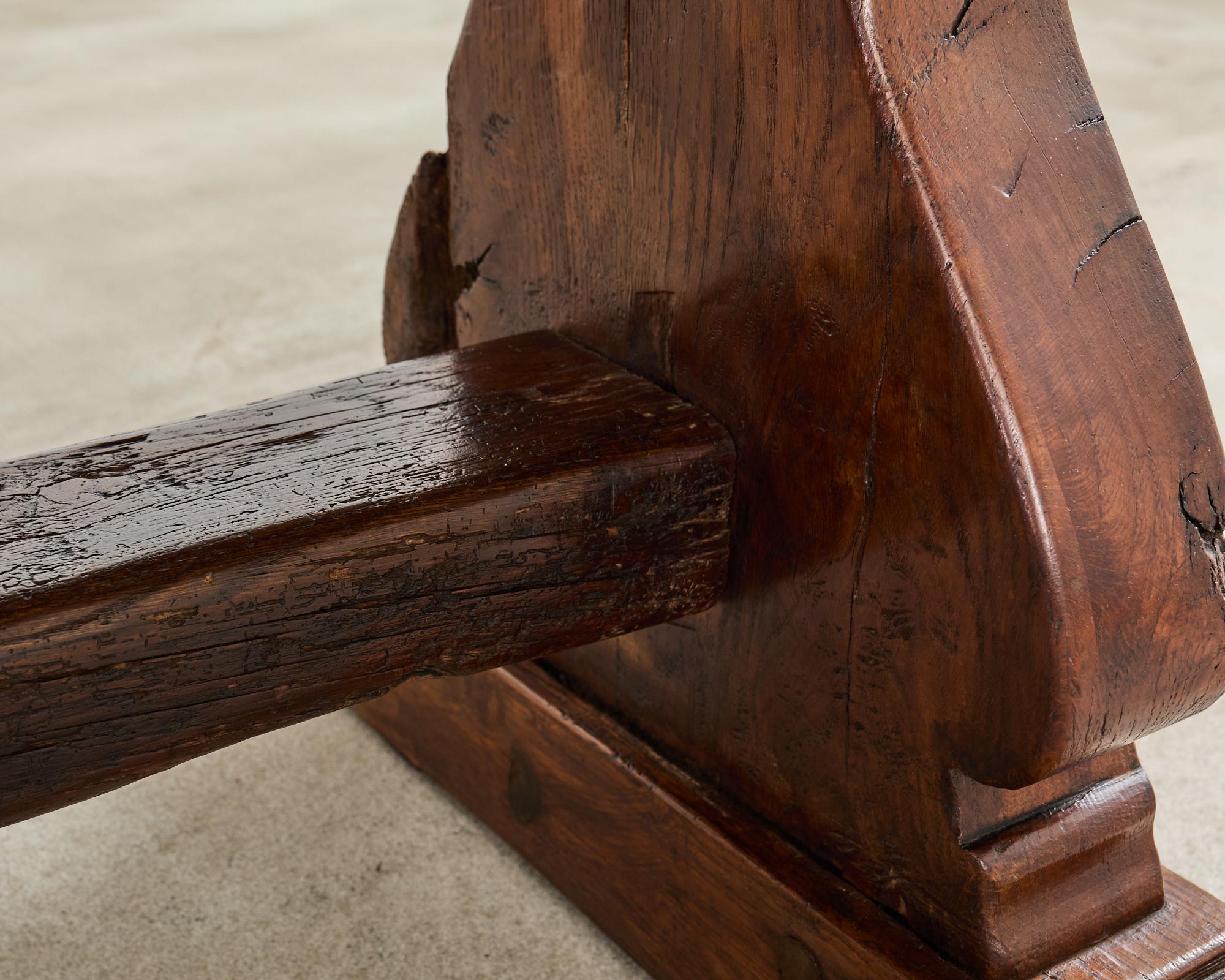 Mesa de comedor de caballete de granja de roble francés del siglo XIX en venta 8