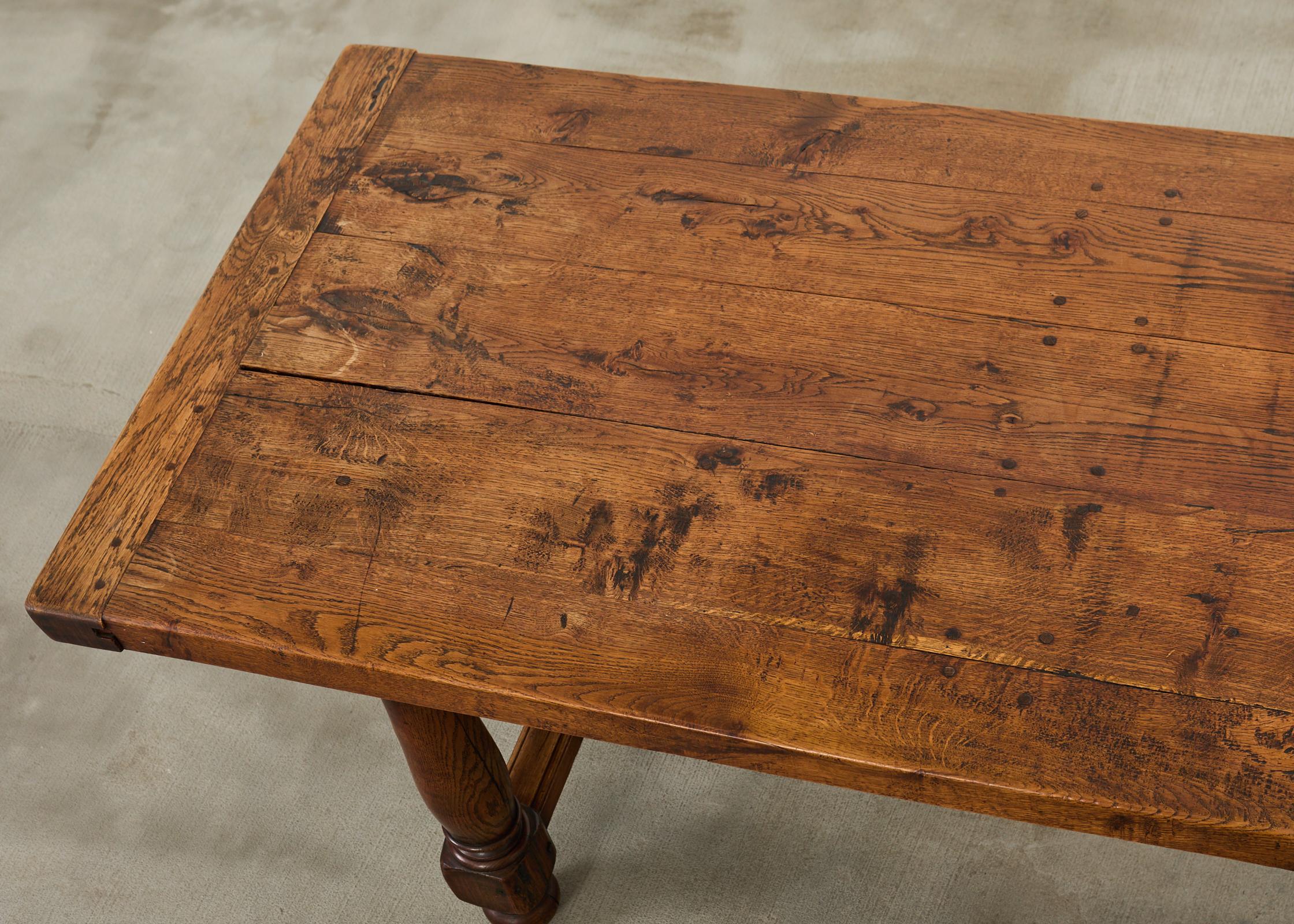 Table de salle à manger à tréteaux en chêne français du 19e siècle Bon état - En vente à Rio Vista, CA