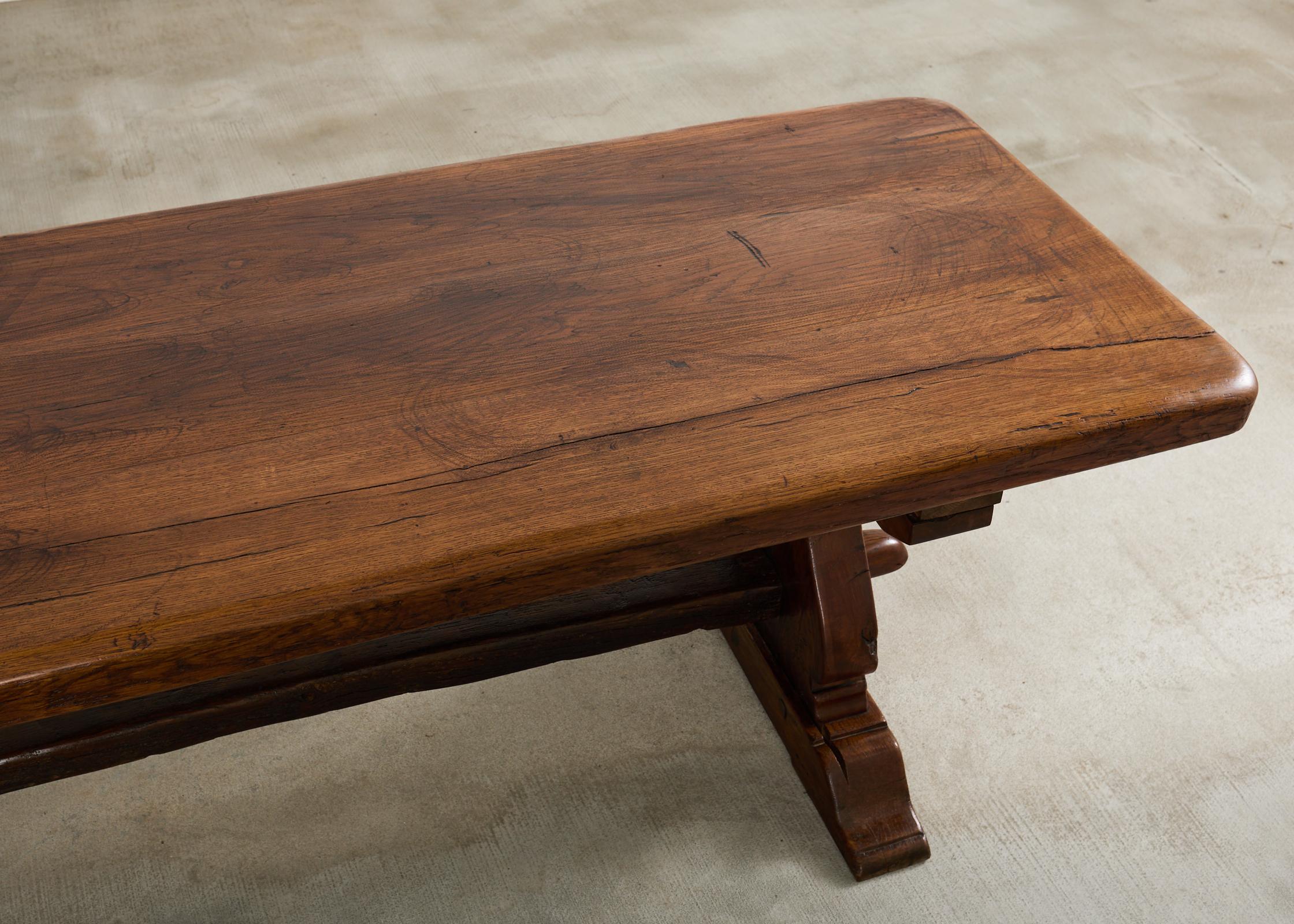 Mesa de comedor de caballete de granja de roble francés del siglo XIX en venta 1