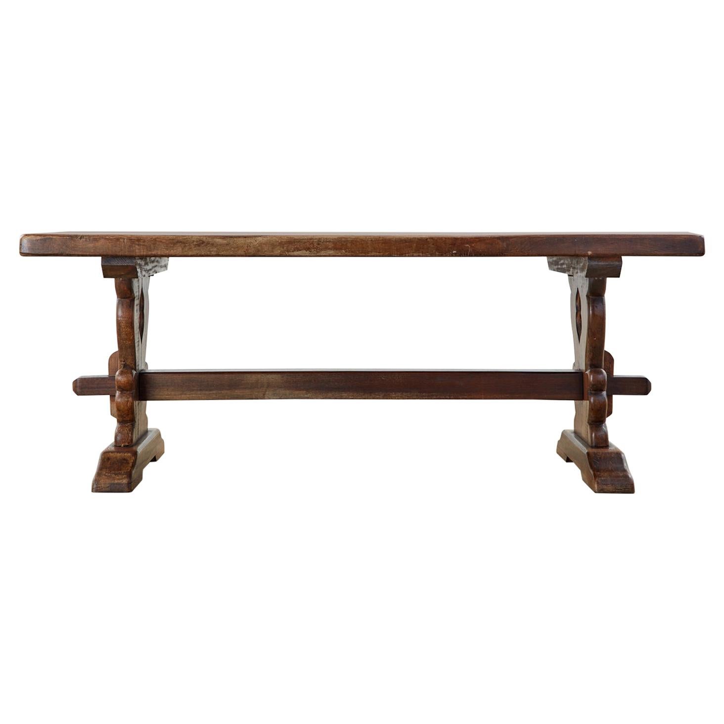 19th Century Country French Oak Farmhouse Trestle Dining Table