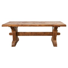 Antique 19th Century Country French Oak Farmhouse Trestle Dining Table