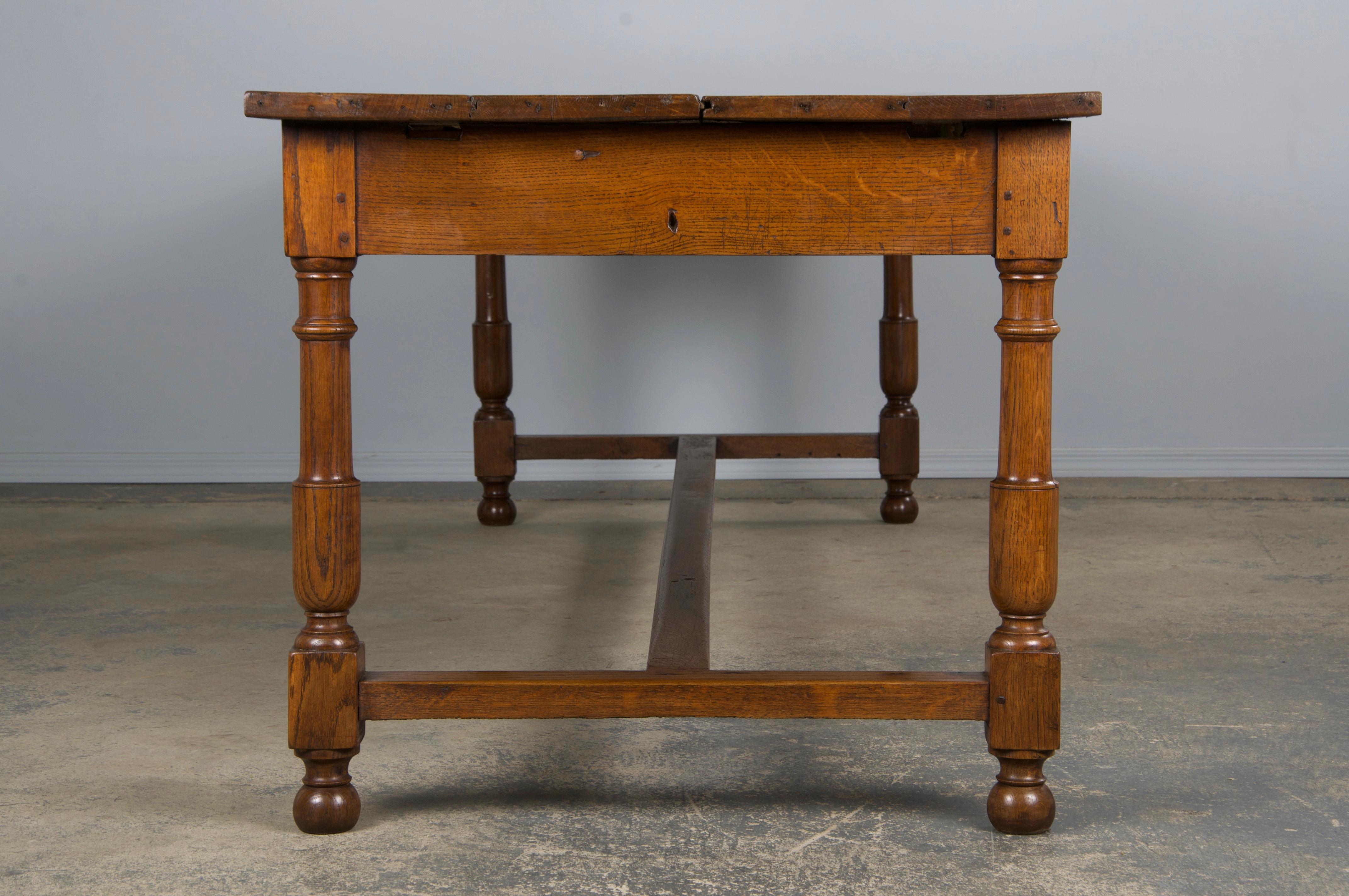 19th Century Country French Oak Farmhouse Trestle Harvest Table For Sale 5