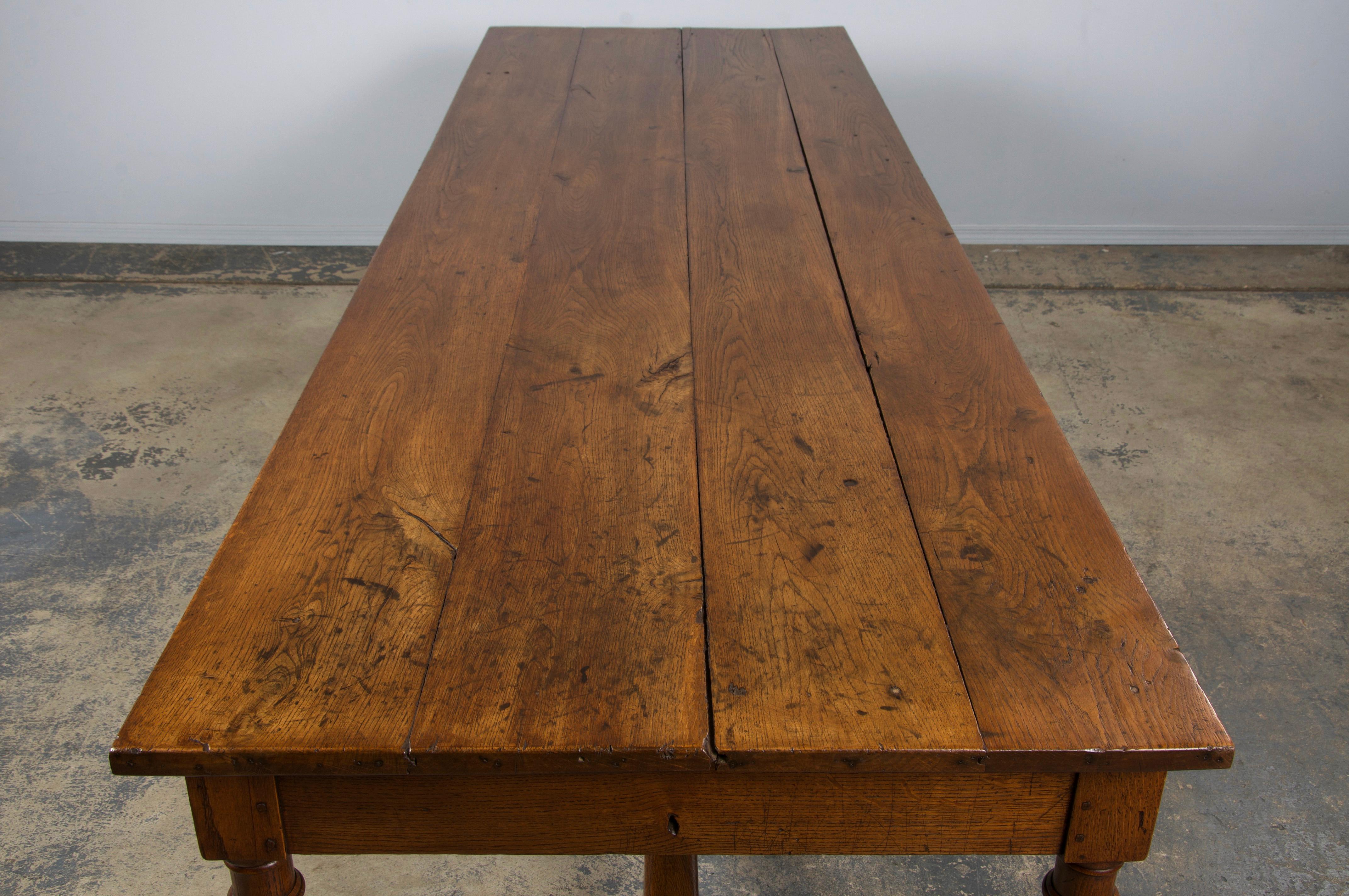 19th Century Country French Oak Farmhouse Trestle Harvest Table For Sale 6