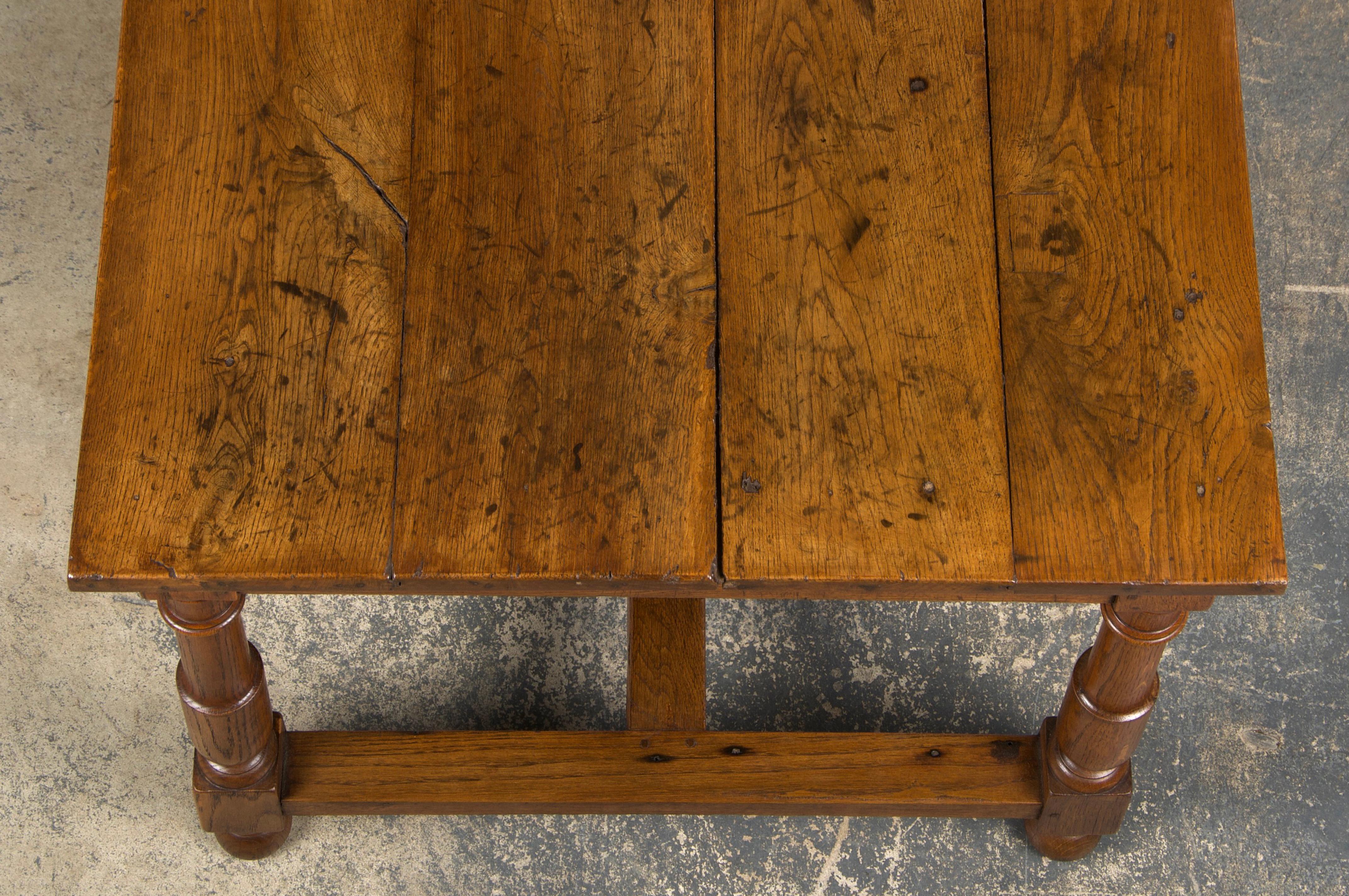 19th Century Country French Oak Farmhouse Trestle Harvest Table For Sale 7