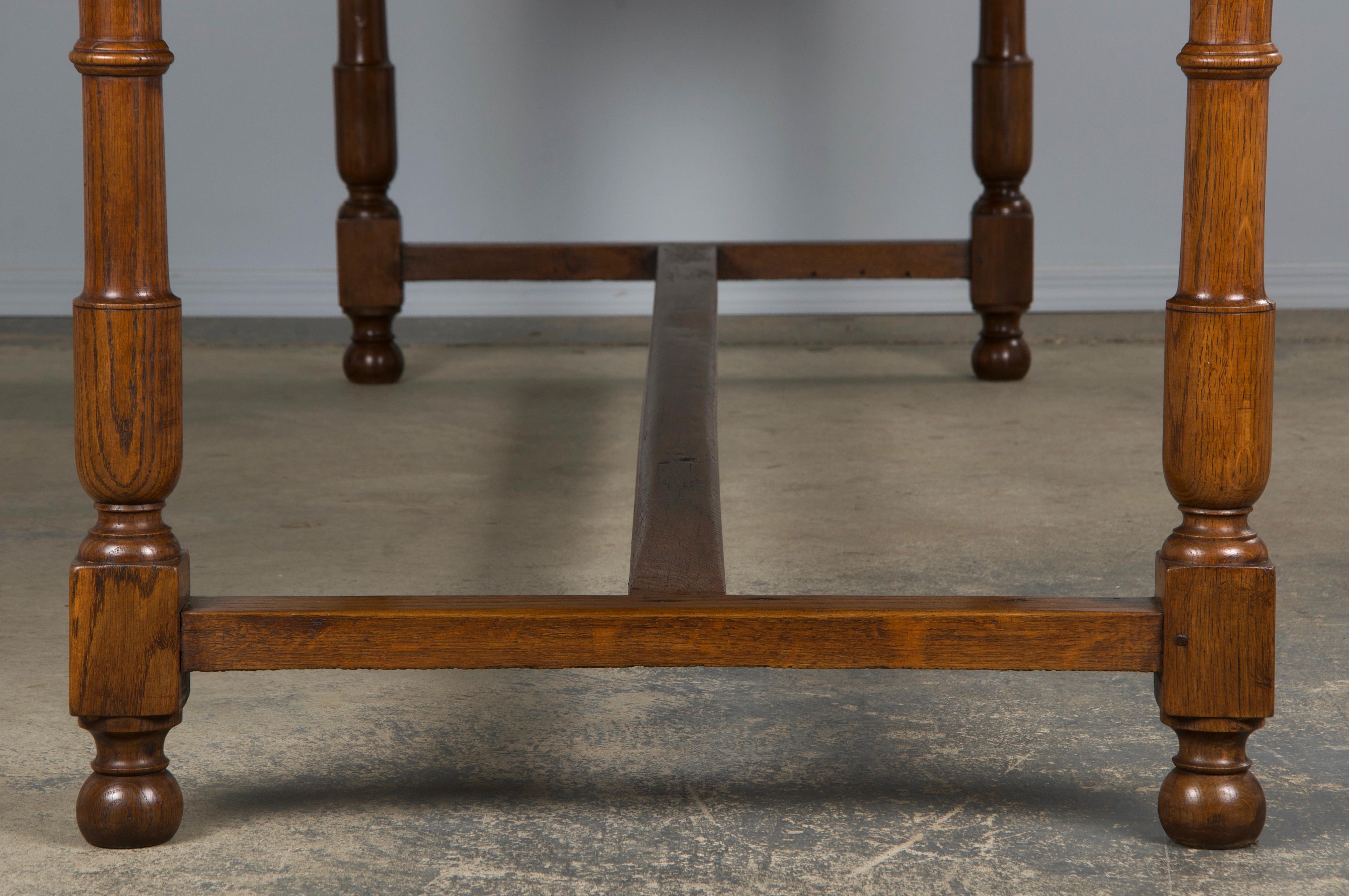 19th Century Country French Oak Farmhouse Trestle Harvest Table For Sale 8
