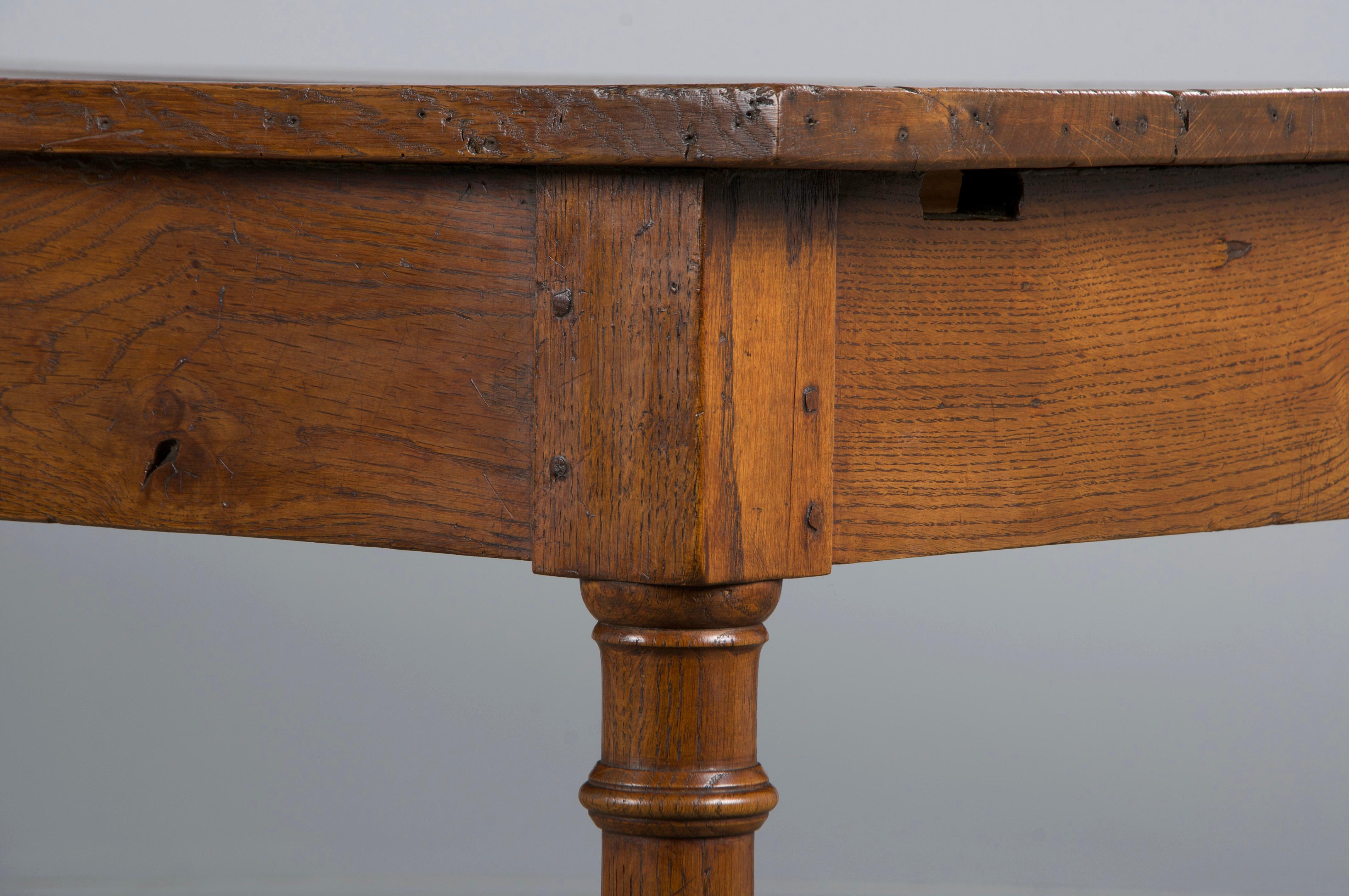 19th Century Country French Oak Farmhouse Trestle Harvest Table For Sale 10