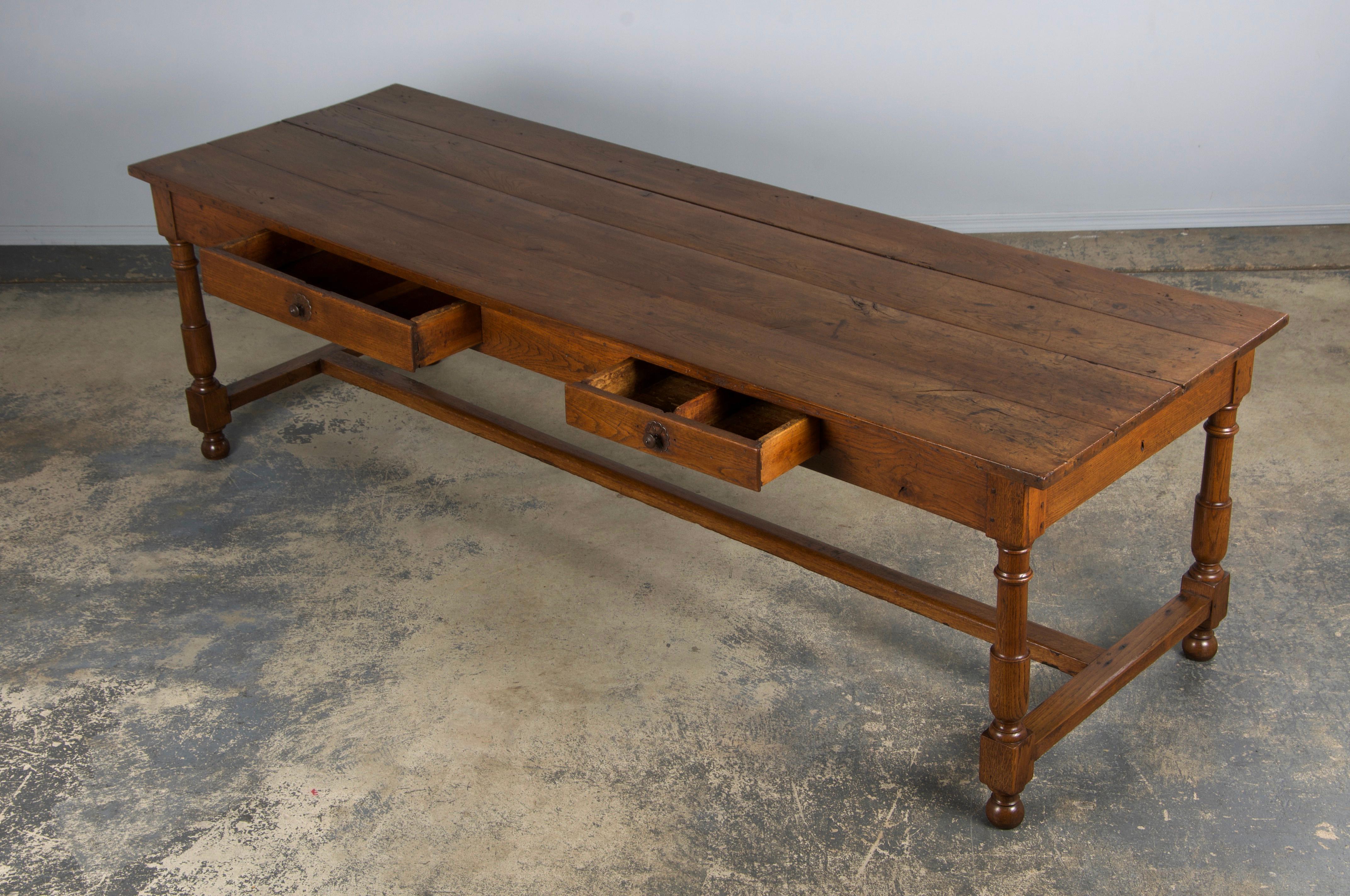 19th Century Country French Oak Farmhouse Trestle Harvest Table For Sale 12