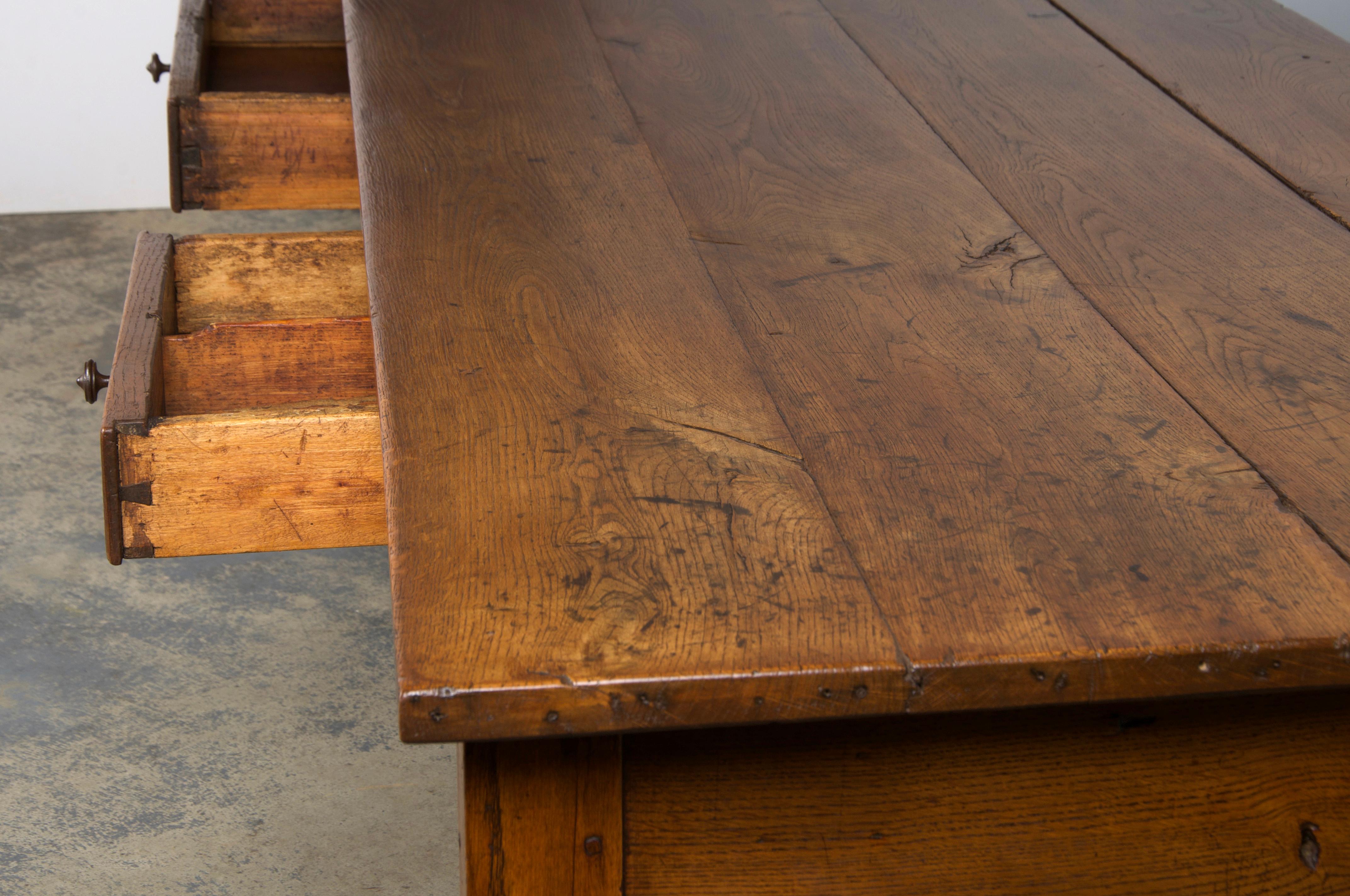 19th Century Country French Oak Farmhouse Trestle Harvest Table For Sale 13