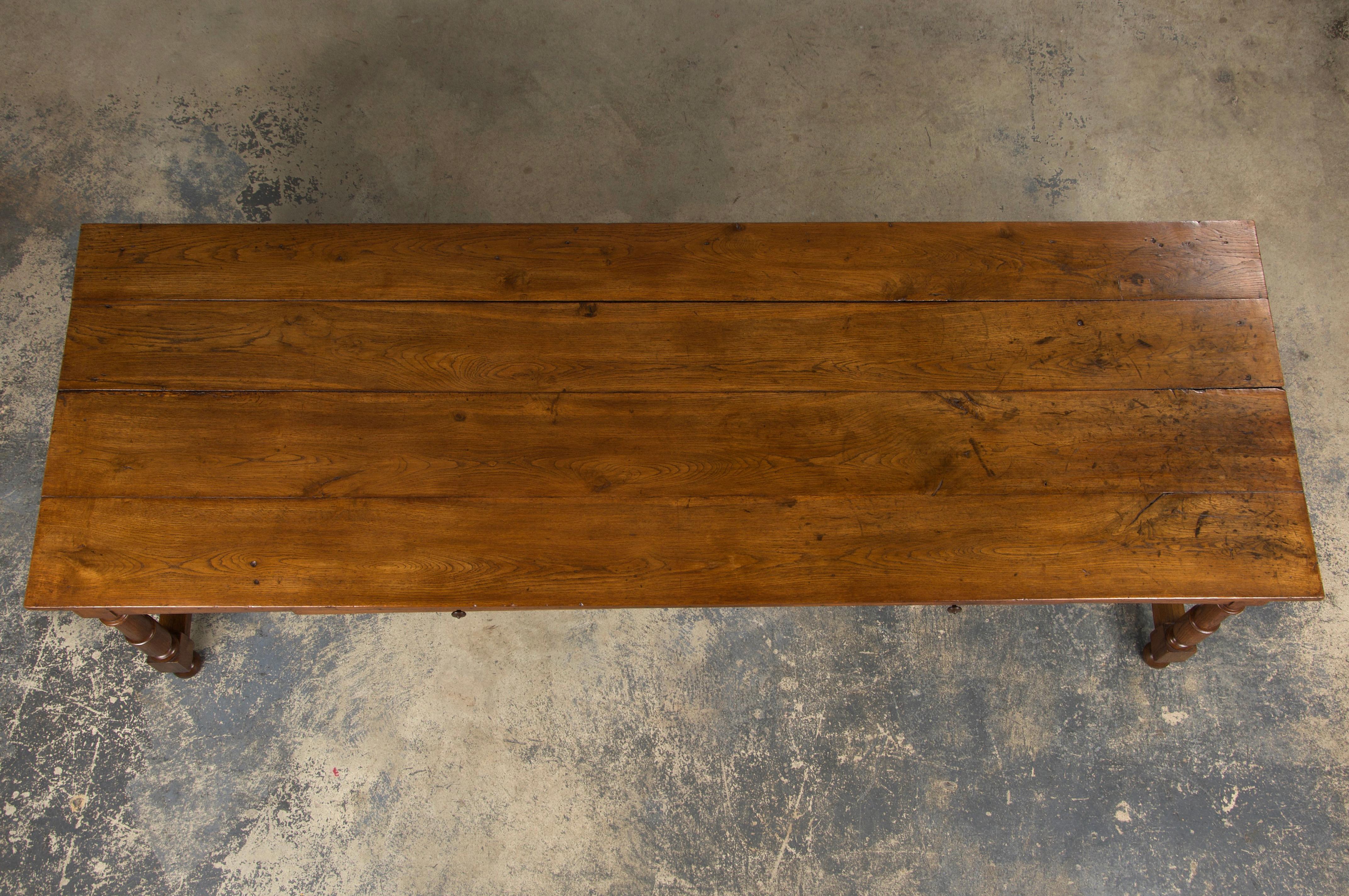 French Provincial 19th Century Country French Oak Farmhouse Trestle Harvest Table For Sale