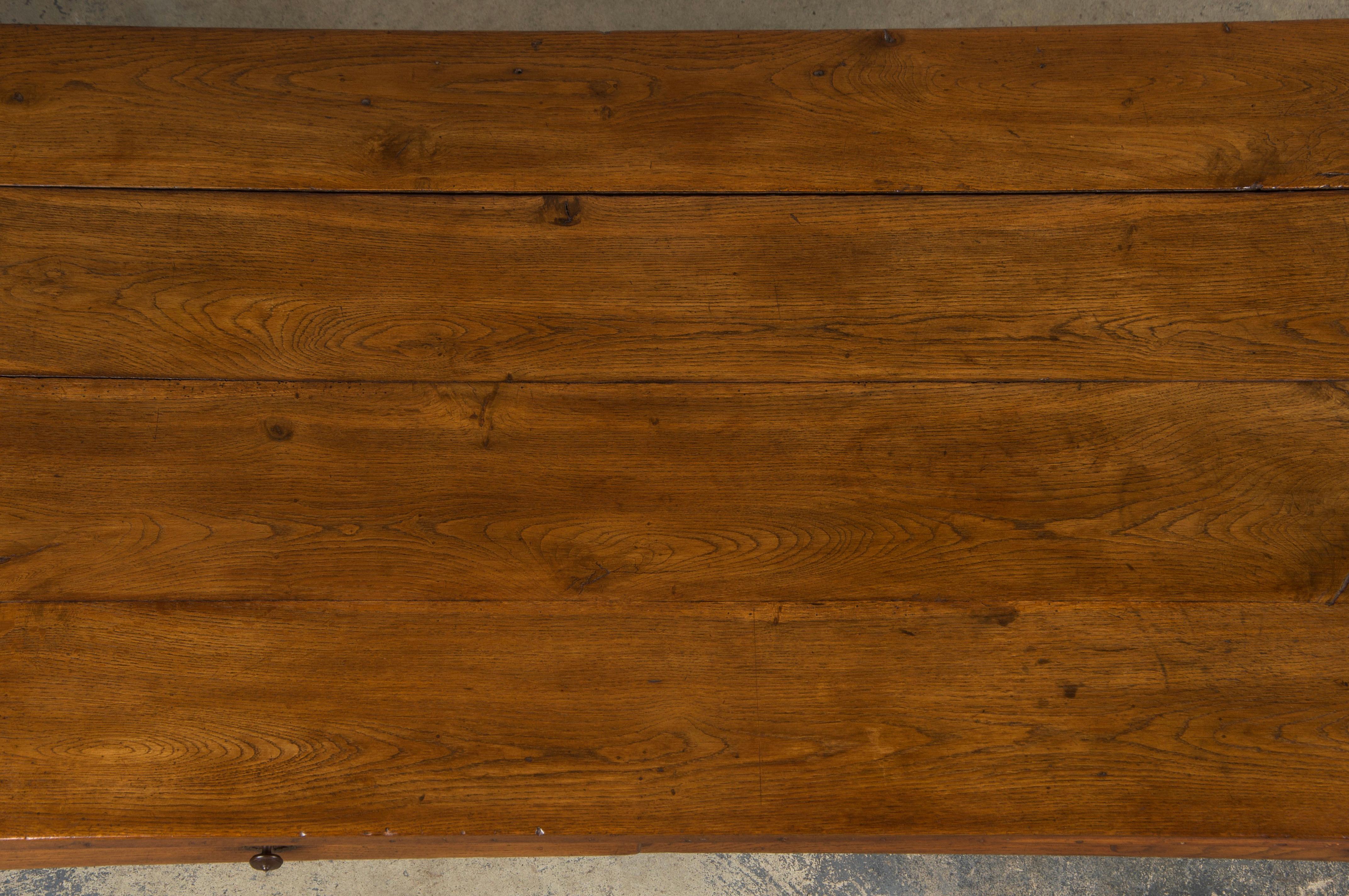19th Century Country French Oak Farmhouse Trestle Harvest Table In Good Condition For Sale In Astoria, NY