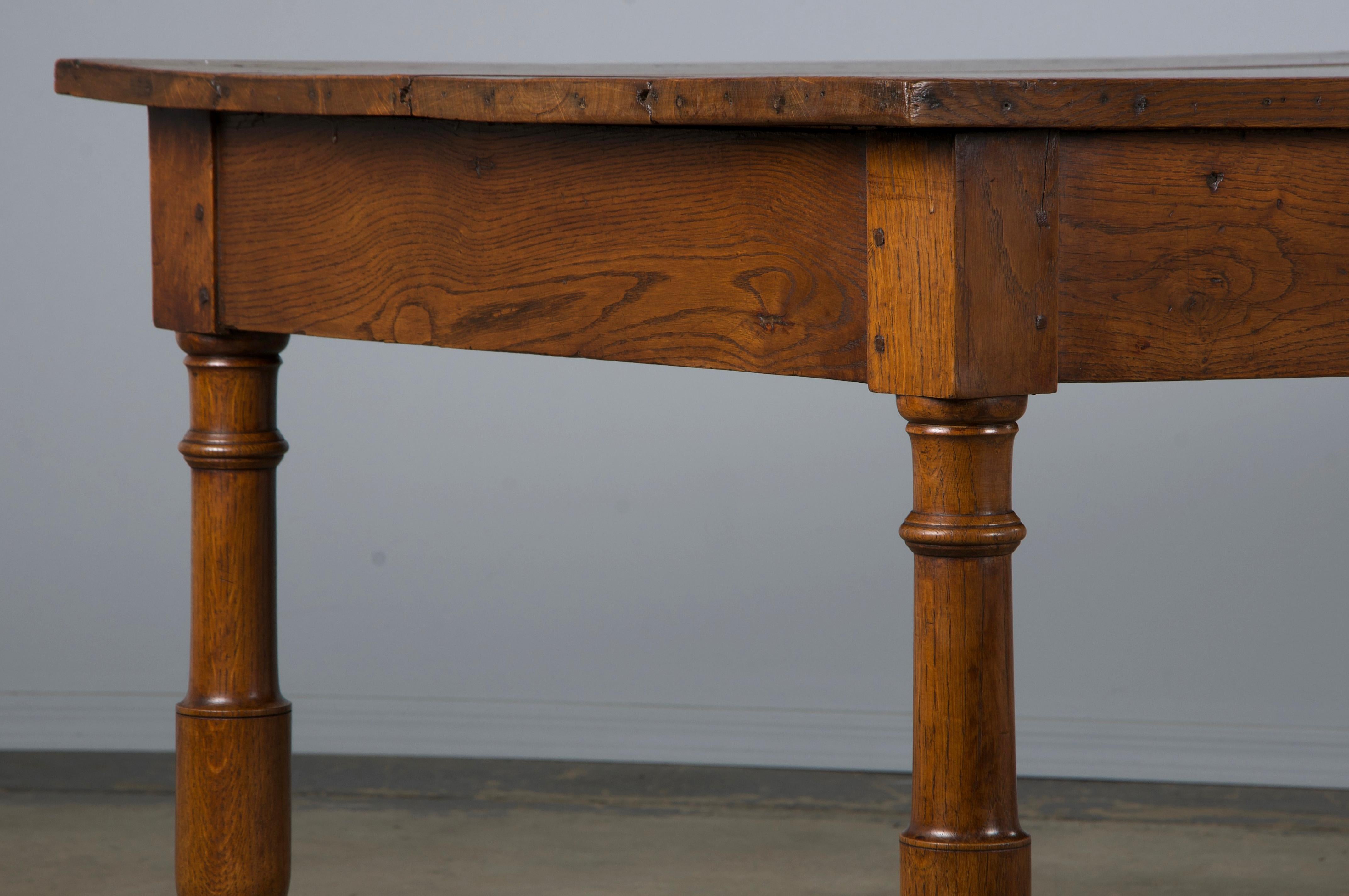 19th Century Country French Oak Farmhouse Trestle Harvest Table For Sale 2