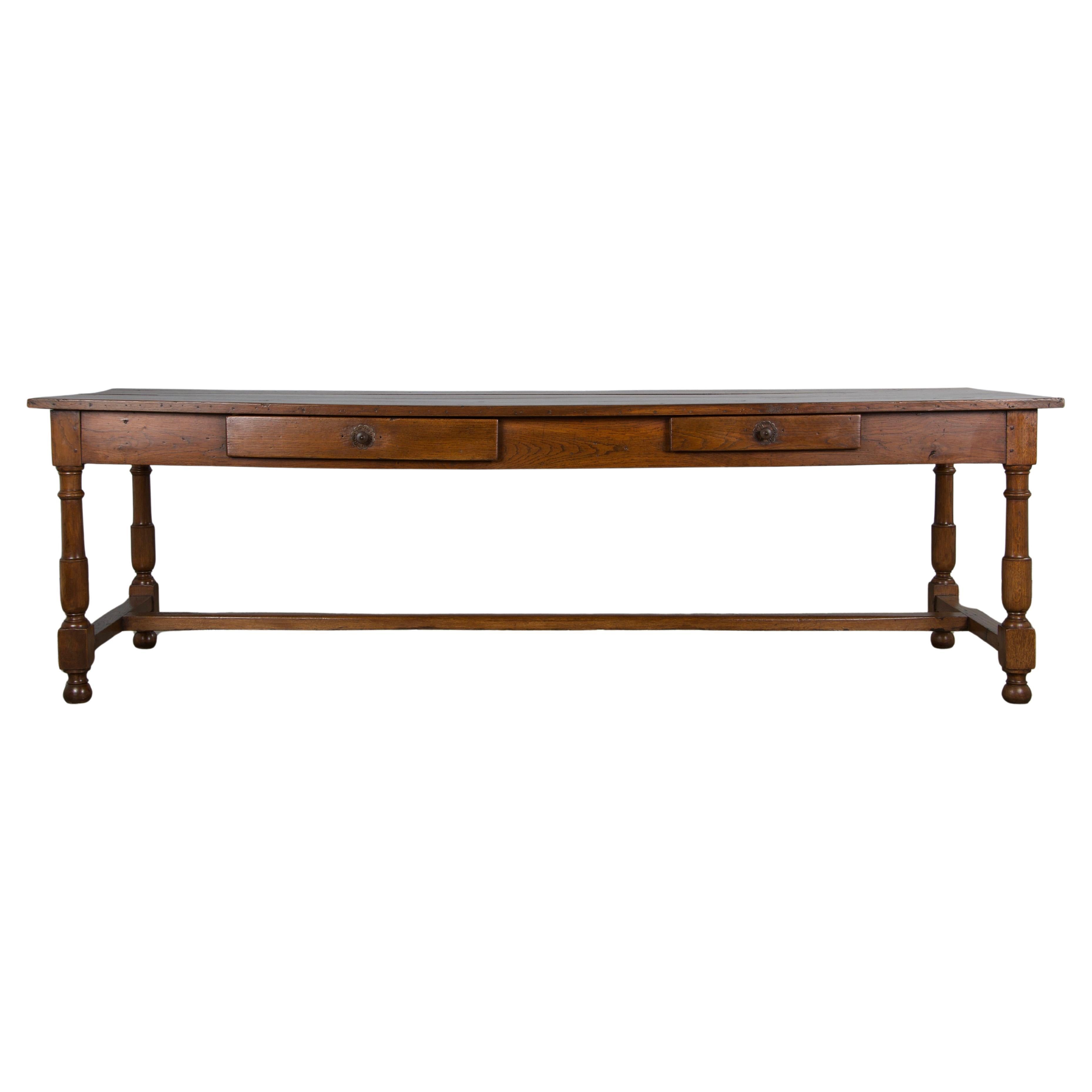 Tavolo da raccolto a cavalletto in Oak Oak francese del XIX secolo