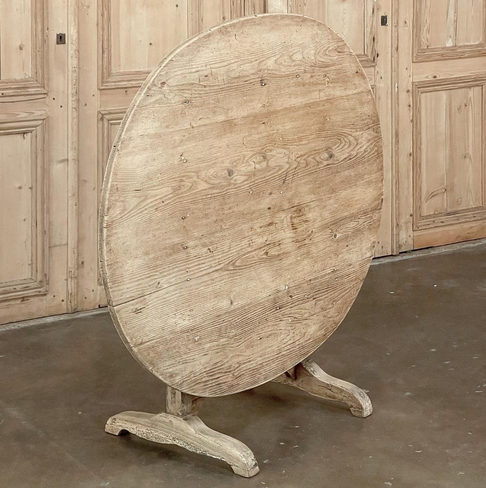 Hand-Crafted 19th Century Country French Oval Tilt-Top Wine Tasting Table in Stripped Pine