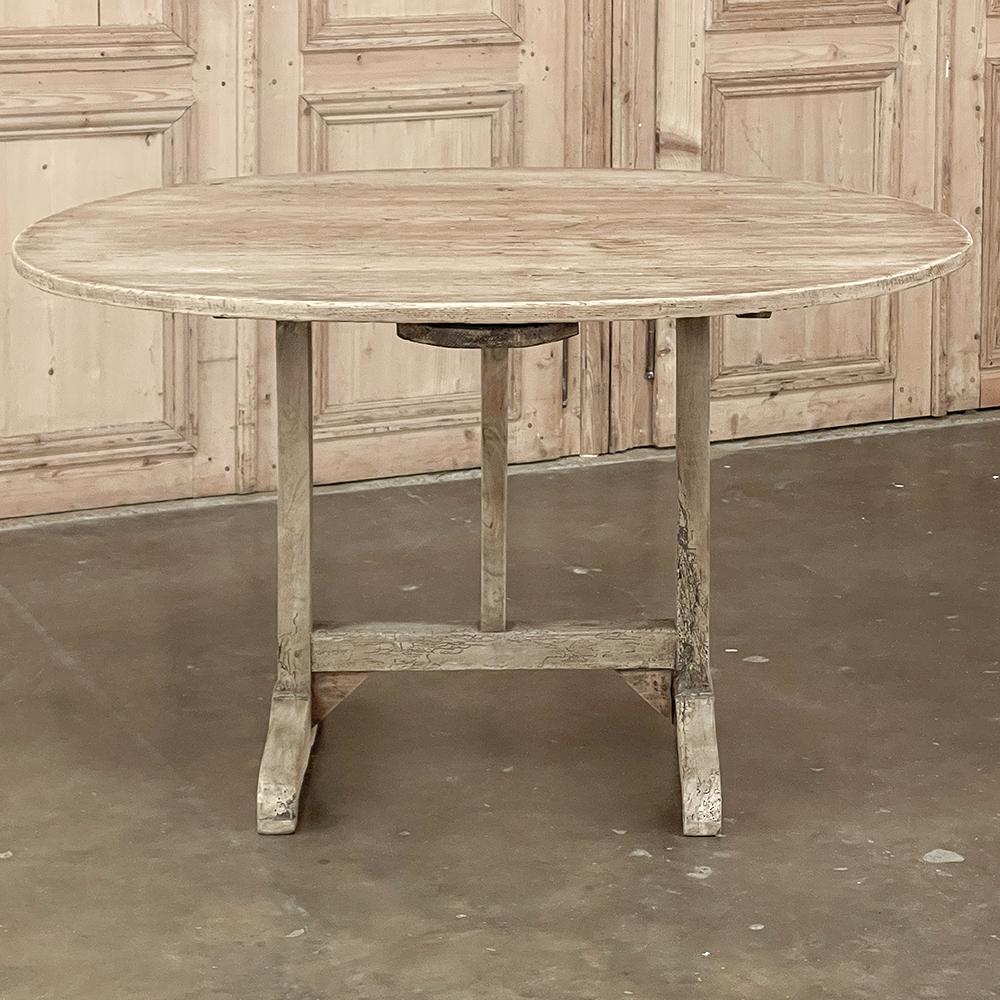 19th Century Country French Oval Tilt-Top Wine Tasting Table in Stripped Pine 1