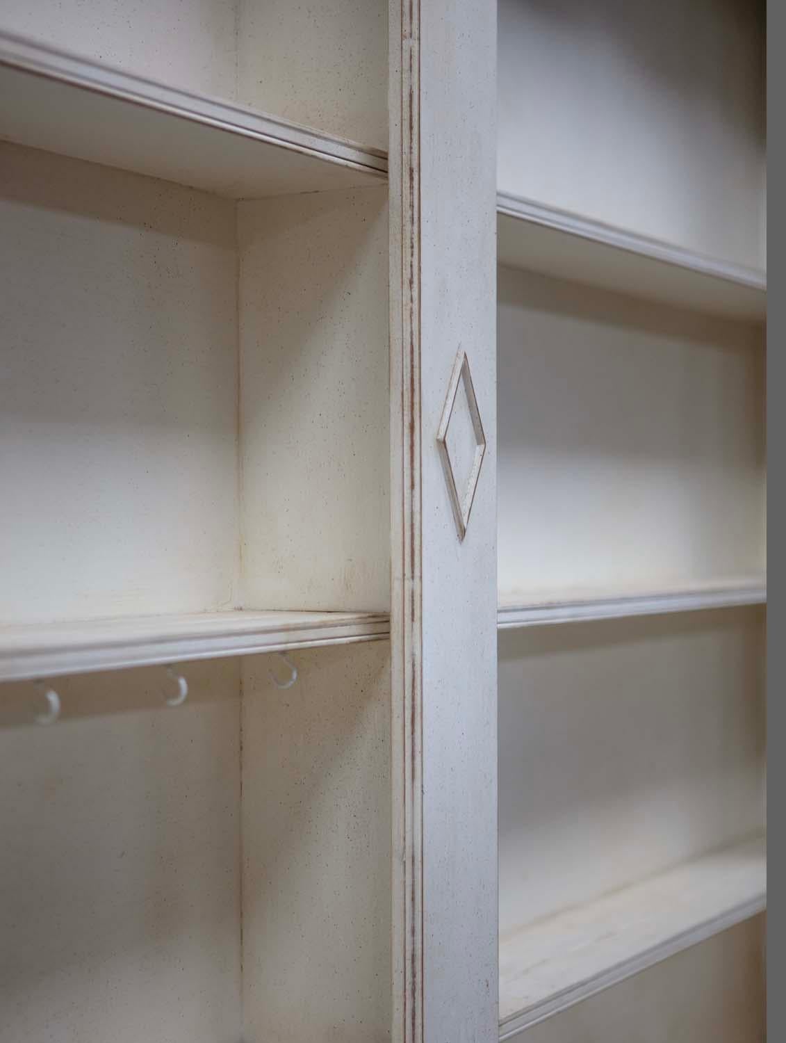 Late 19th Century 19th Century Country French Oversized Cream & Patinated Kitchen Cupboard For Sale