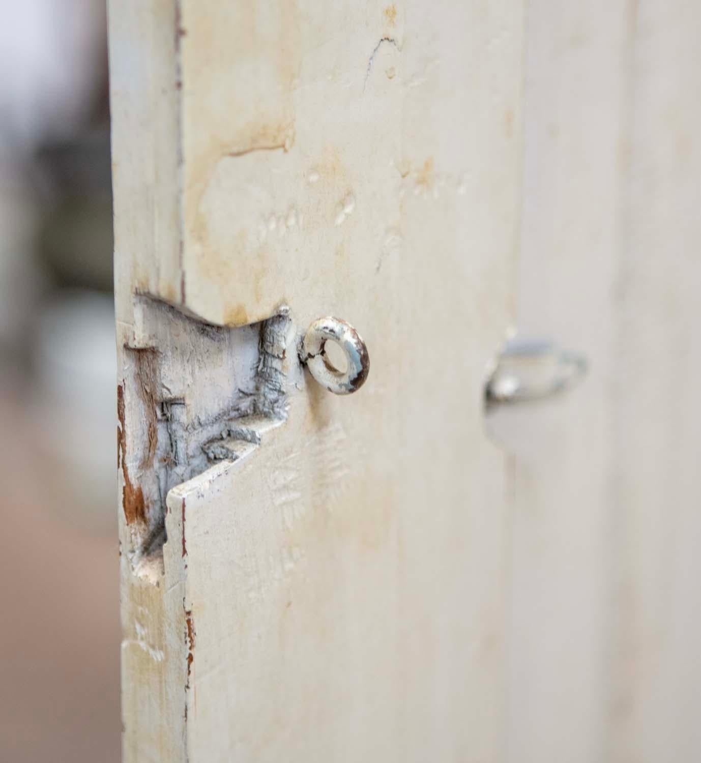 Fruitwood 19th Century Country French Oversized Cream & Patinated Kitchen Cupboard For Sale