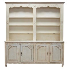 Credenza da cucina francese del XIX secolo, sovradimensionata, color crema e patinata