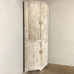 19th Century Country French Painted 2-Tiered Corner Cabinet
