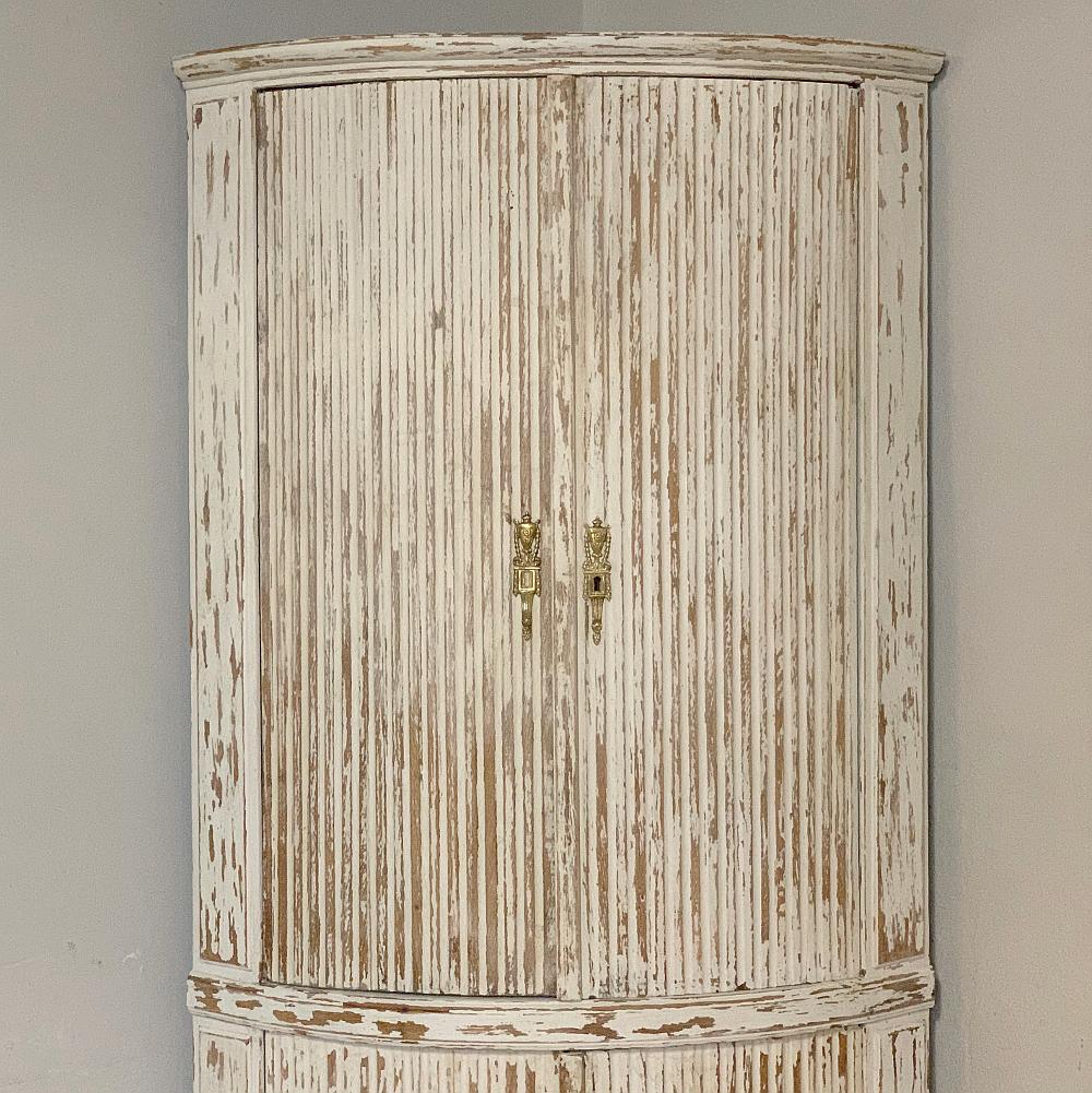 Hand-Crafted 19th Century Country French Painted 2-Tiered Corner Cabinet
