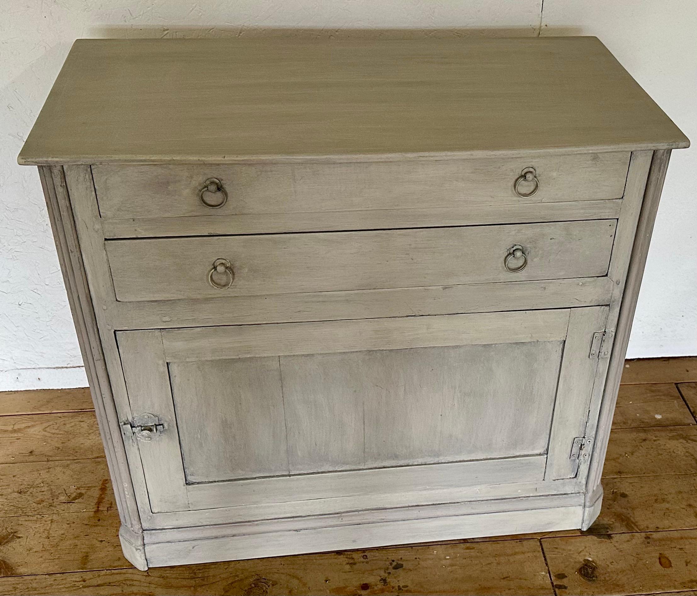 French Provincial 19th Century Country French Painted Cabinet For Sale