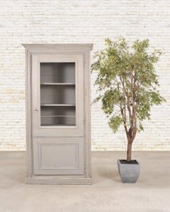 19th Century Country French Painted Pine Farmhouse Cupboard Cabinet