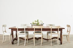 19th Century Country French Parquet Dining Table Os de Mouton Legs