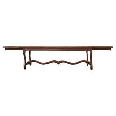 19th Century Country French Parquet Dining Table Os de Mouton Legs