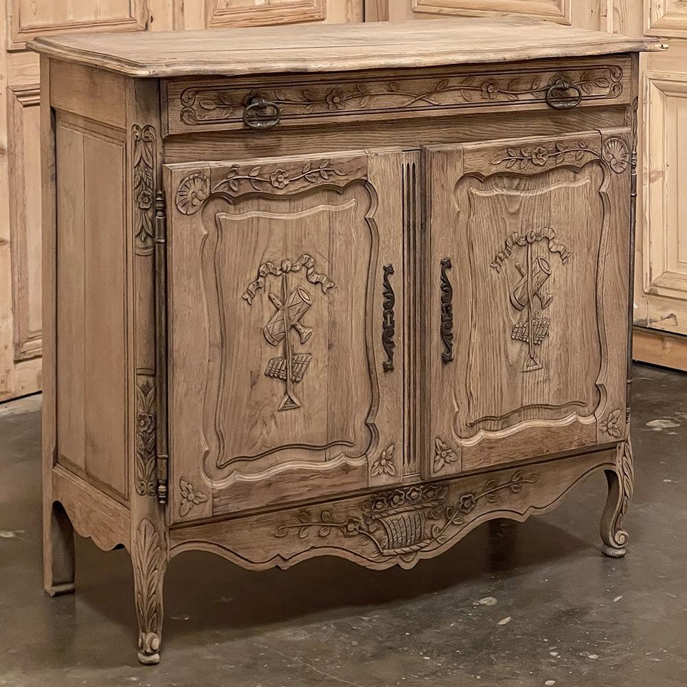 Hand-Carved 19th Century Country French Petite Buffet in Stripped Oak