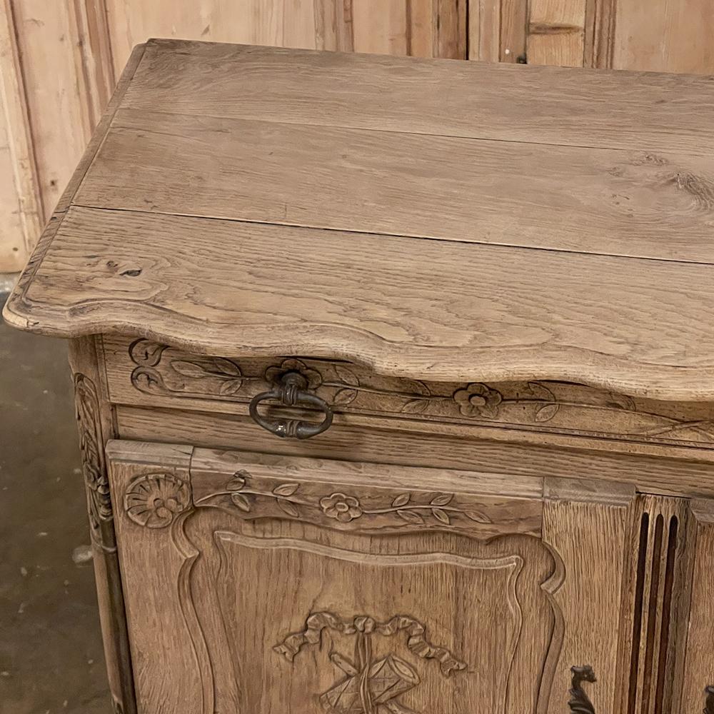 Steel 19th Century Country French Petite Buffet in Stripped Oak