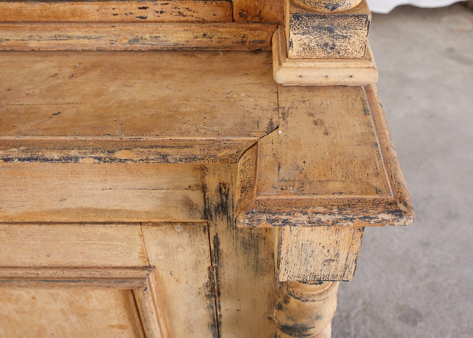 19th Century Country French Pine Barley Twist Bibliotheque Bookcase In Distressed Condition In Rio Vista, CA