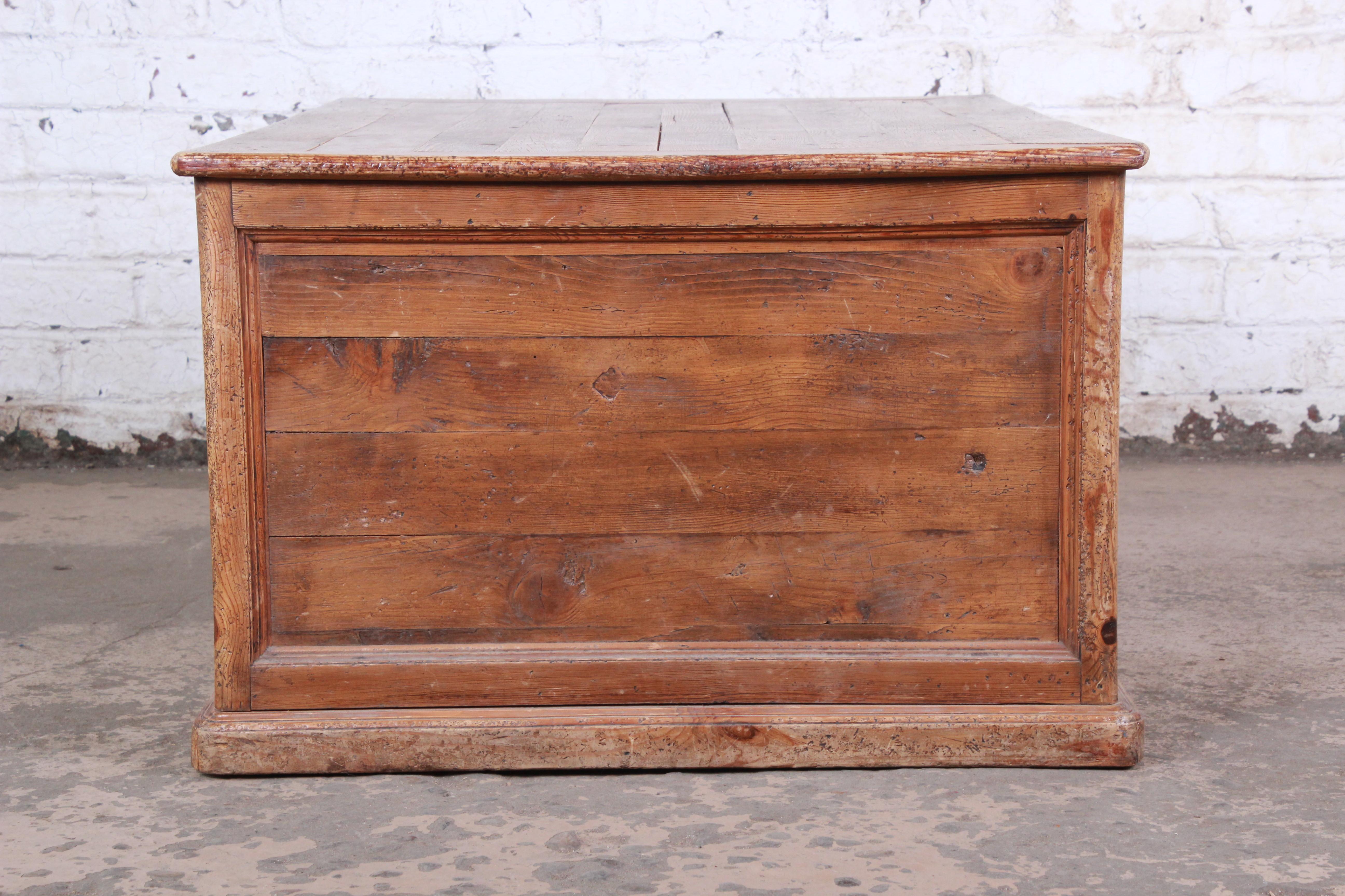 19th Century Country French Pine Double-Sided Map File Cabinet or Coffee Table 4