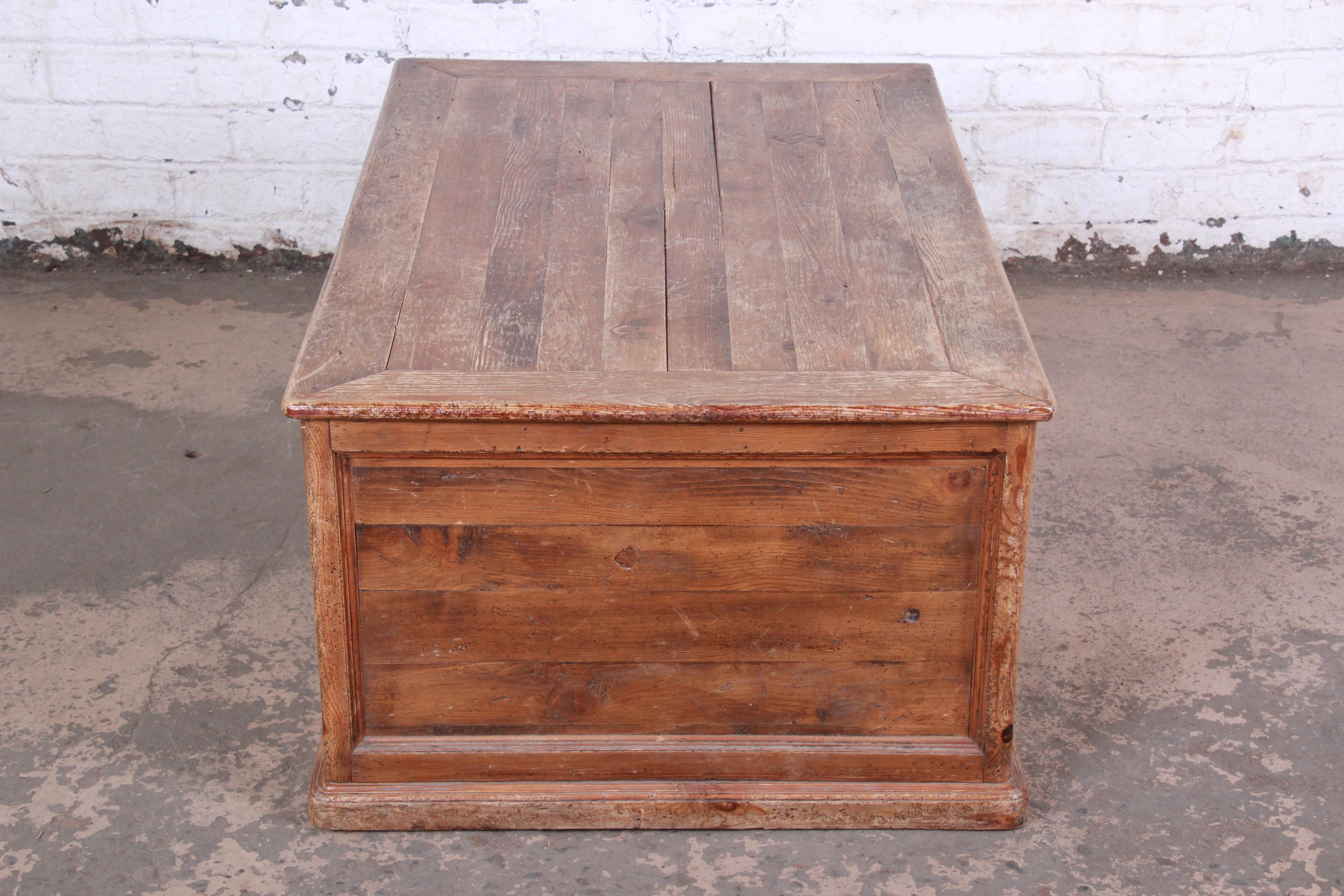 19th Century Country French Pine Double-Sided Map File Cabinet or Coffee Table 5