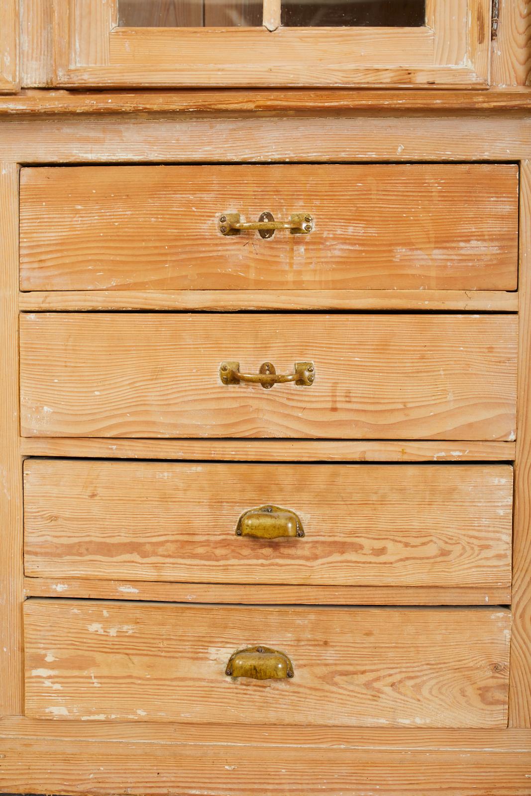 19th Century Country French Pine Farmhouse Bookcase Cabinet 7