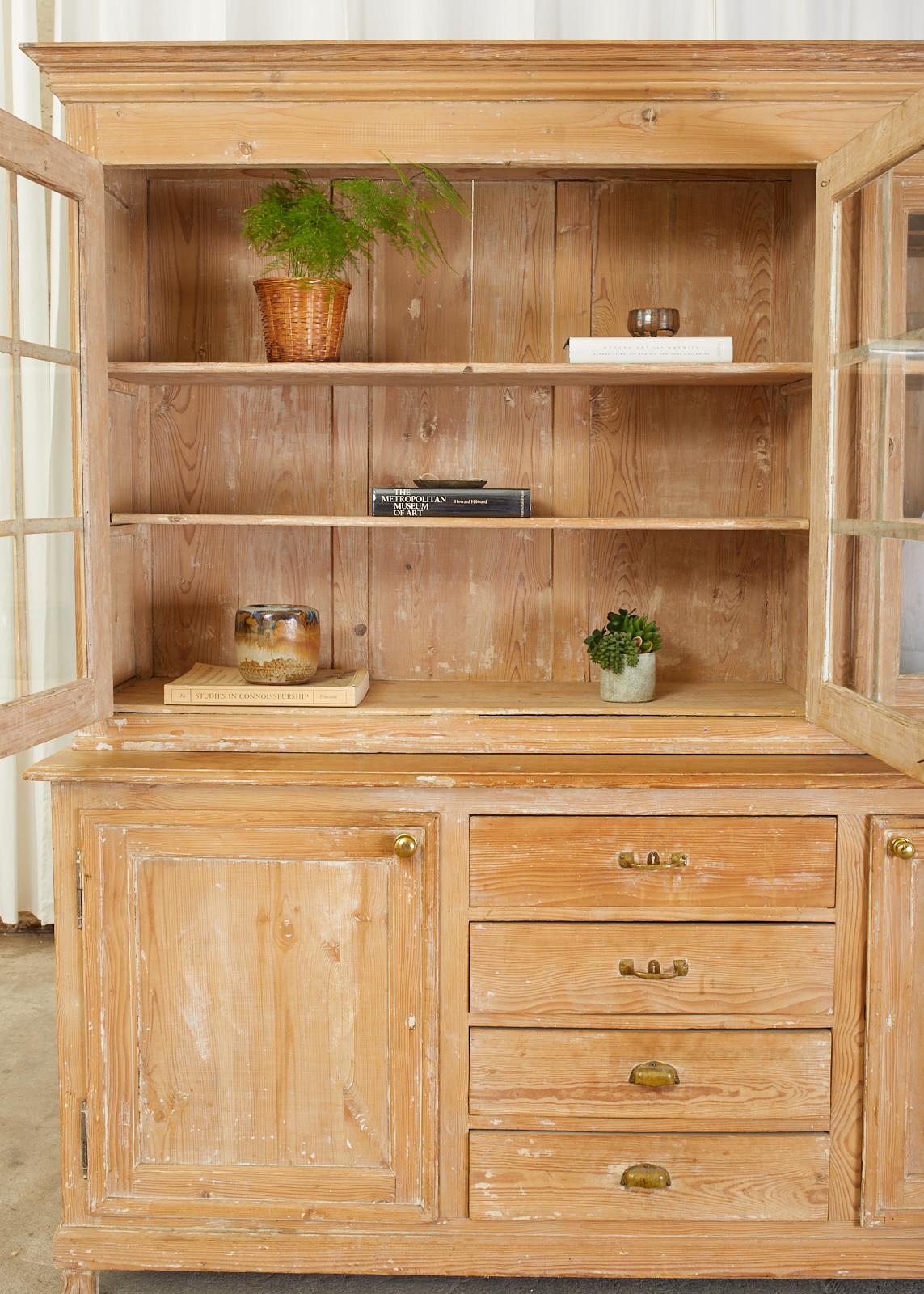 19th Century Country French Pine Farmhouse Bookcase Cabinet 8