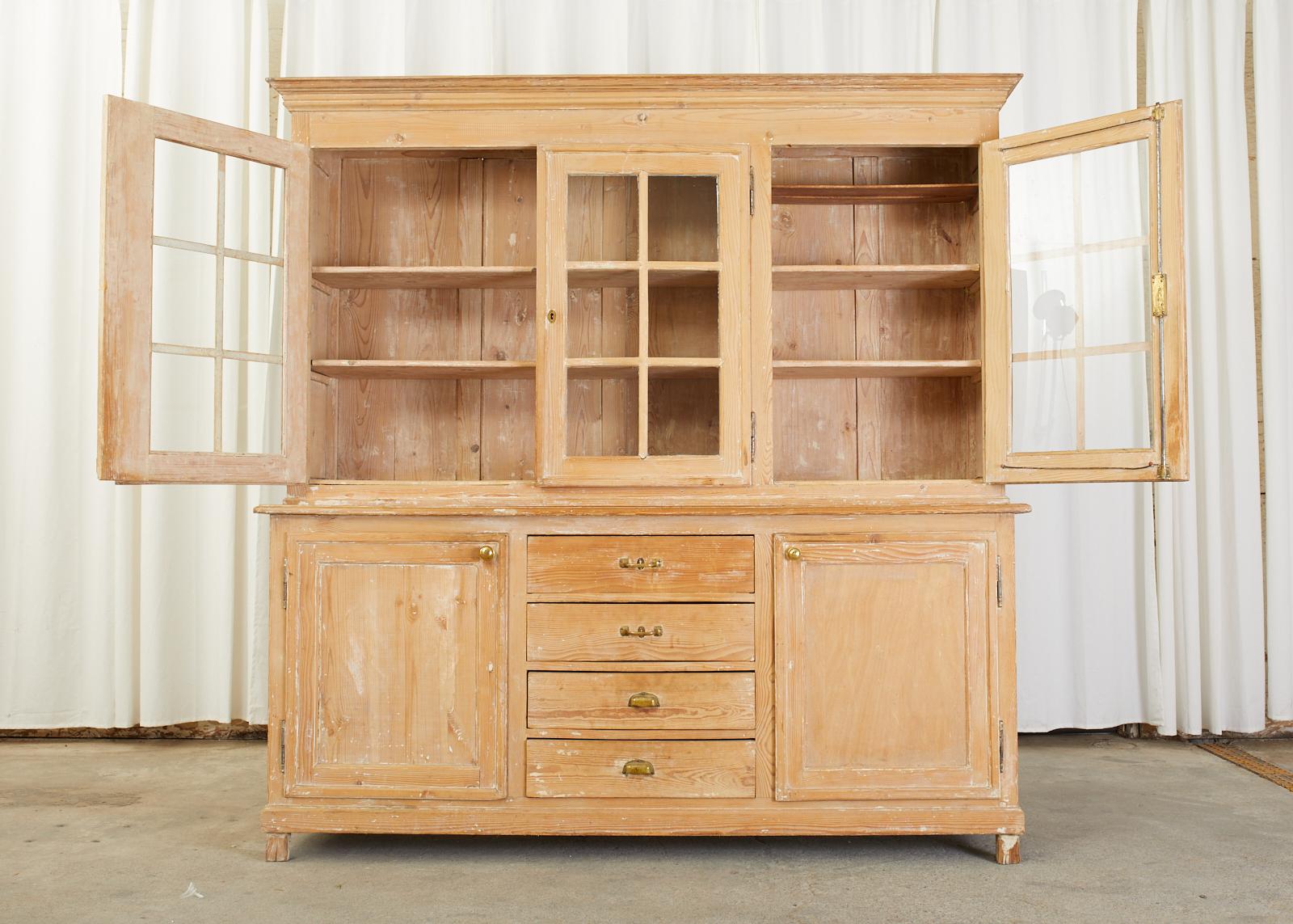 Rustic 19th Century Country French Pine Farmhouse Bookcase Cabinet