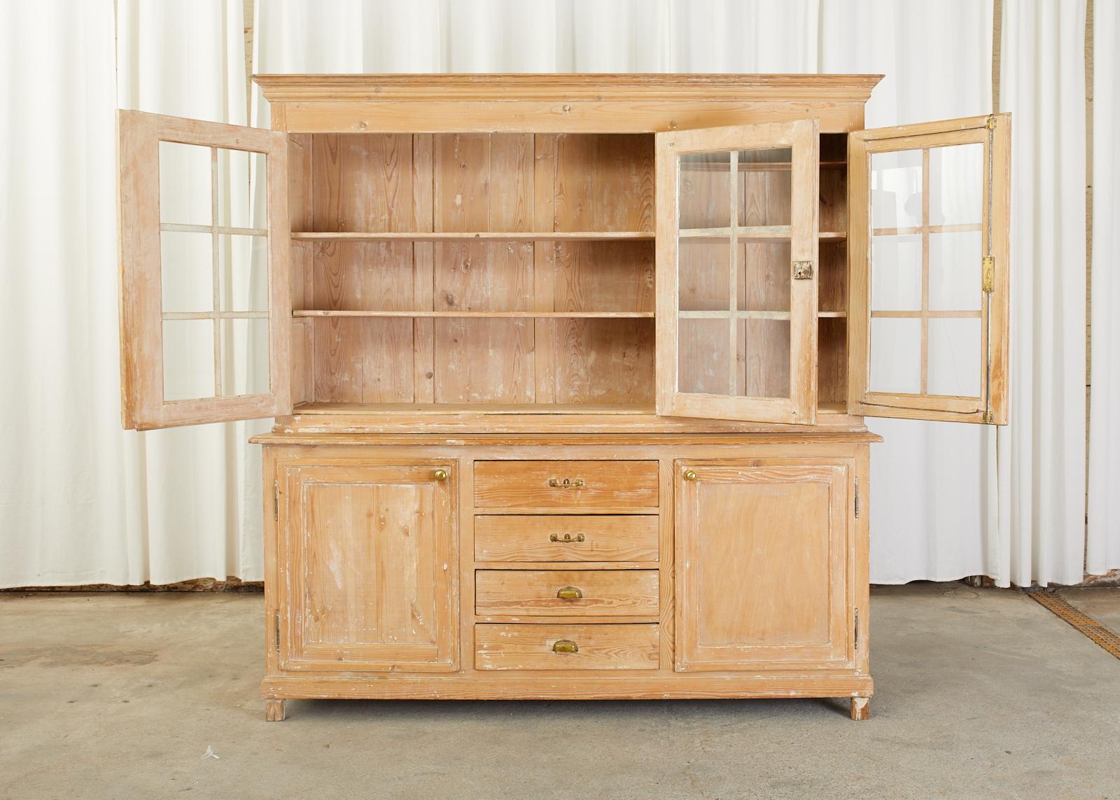 Hand-Crafted 19th Century Country French Pine Farmhouse Bookcase Cabinet