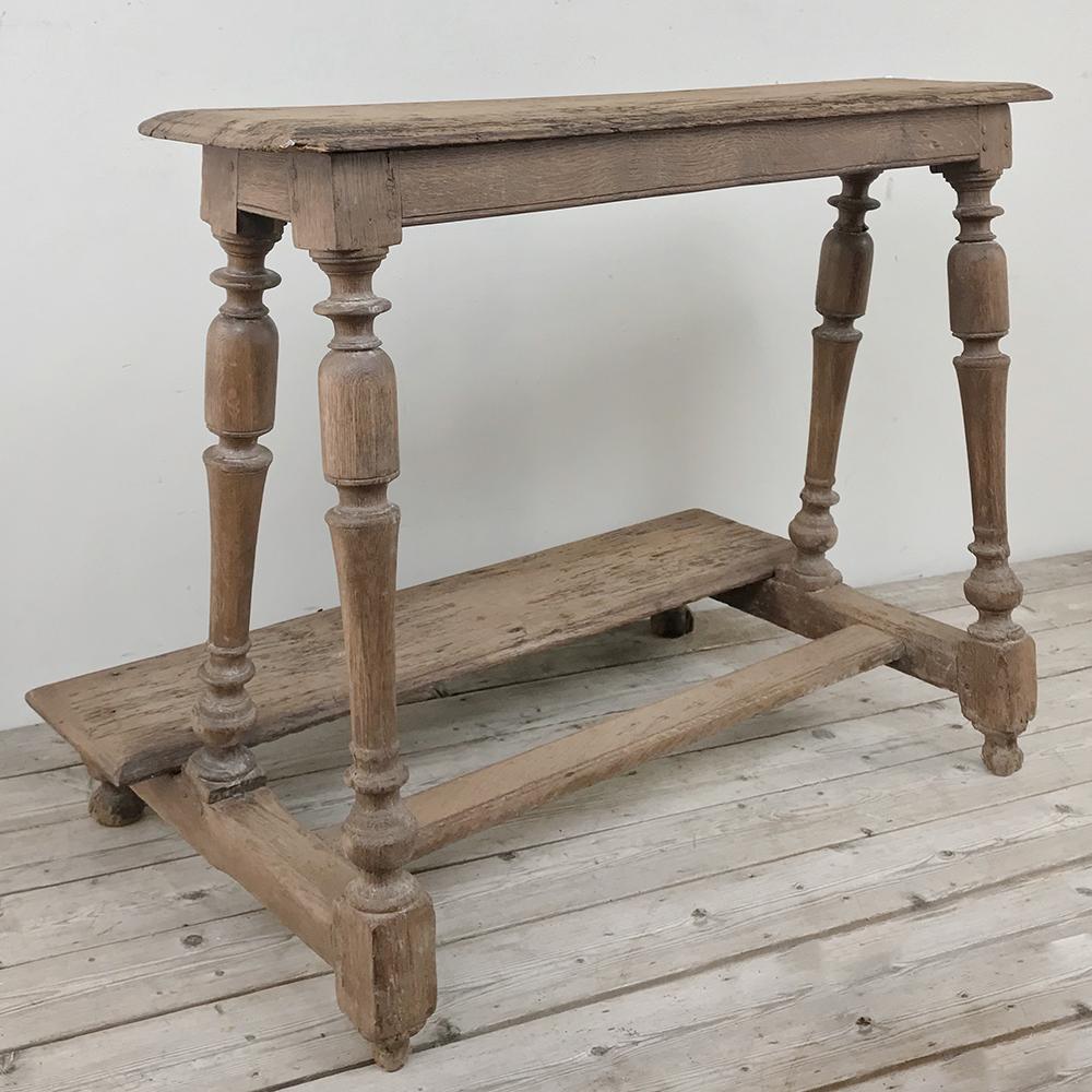 19th century country French prayer bench was crafted by talented rural artisans using time-honoured pegged mortise and tenon joinery to create a rustic, sturdy platform upon which anyone can offer up a prayer or two!,
circa 1860s
Measures: 32 H x