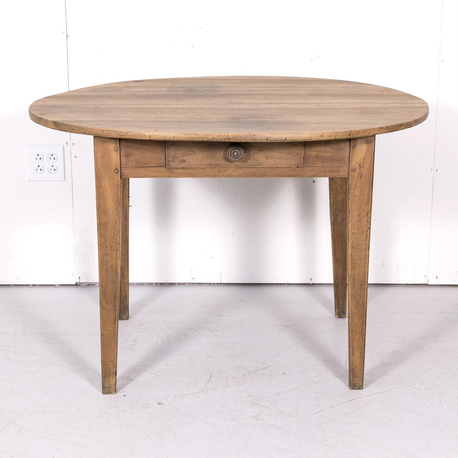 19th Century Country French Primitive Bleached Walnut Oval Side Table 13