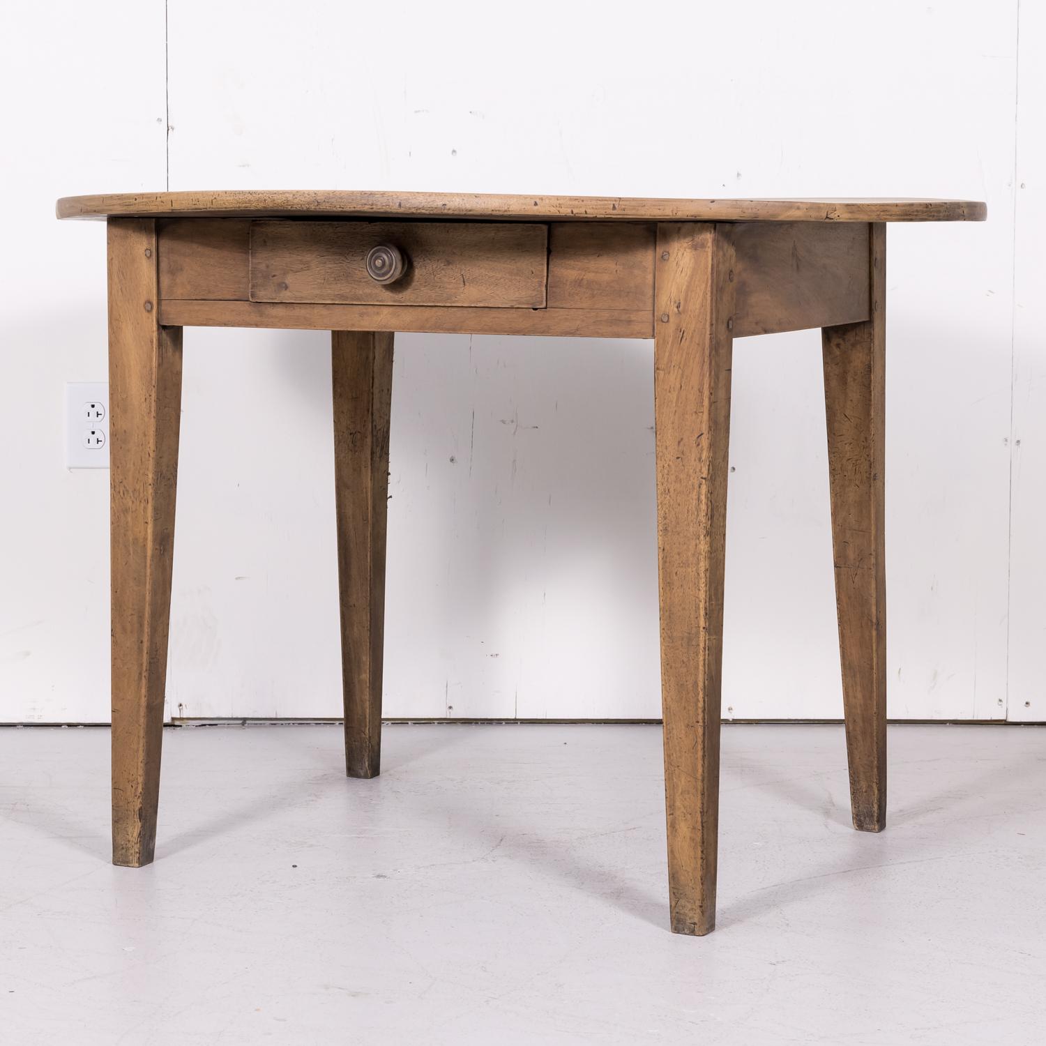 Late 19th Century 19th Century Country French Primitive Bleached Walnut Oval Side Table