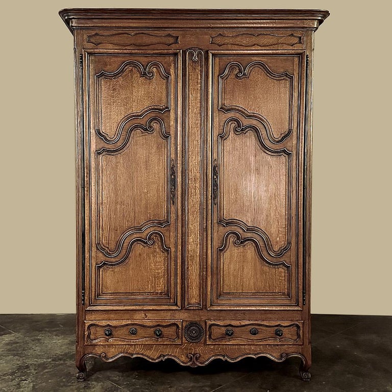 19th Century Country French Provincial Armoire Wardrobe For Sale at