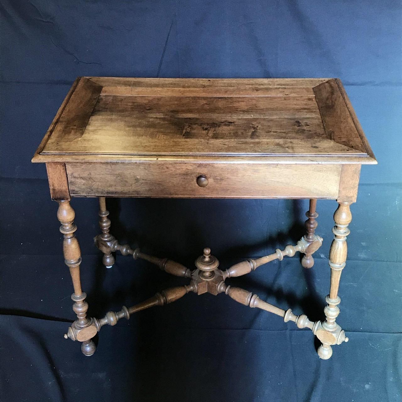 19th Century Country French Provincial Carved Walnut Side or Accent Table In Good Condition In Hopewell, NJ