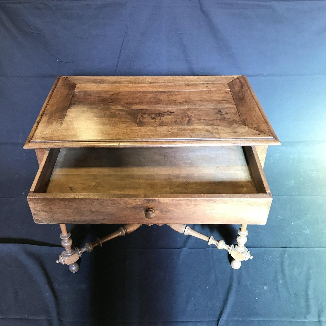 19th Century Country French Provincial Carved Walnut Side or Accent Table 1