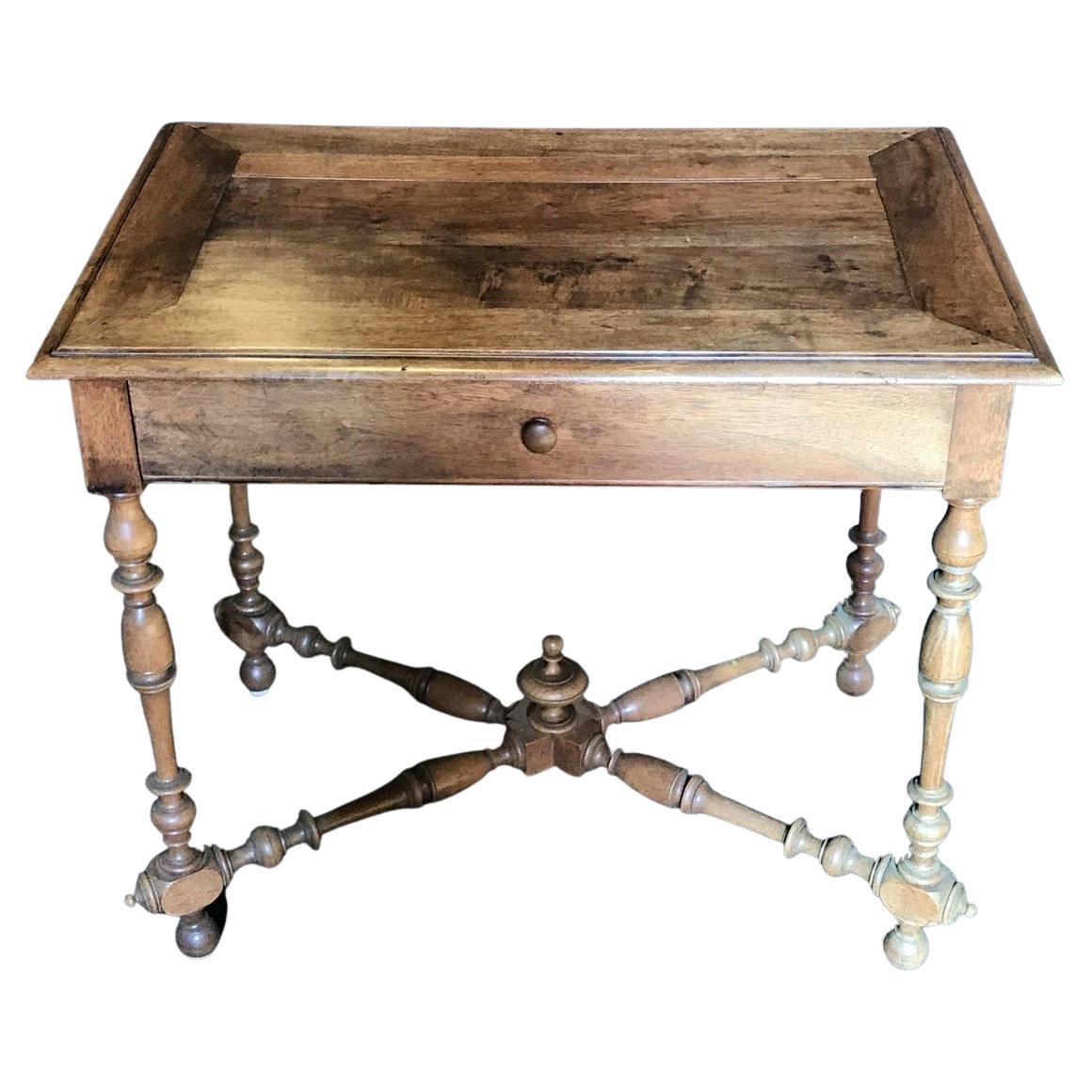 19th Century Country French Provincial Carved Walnut Side or Accent Table