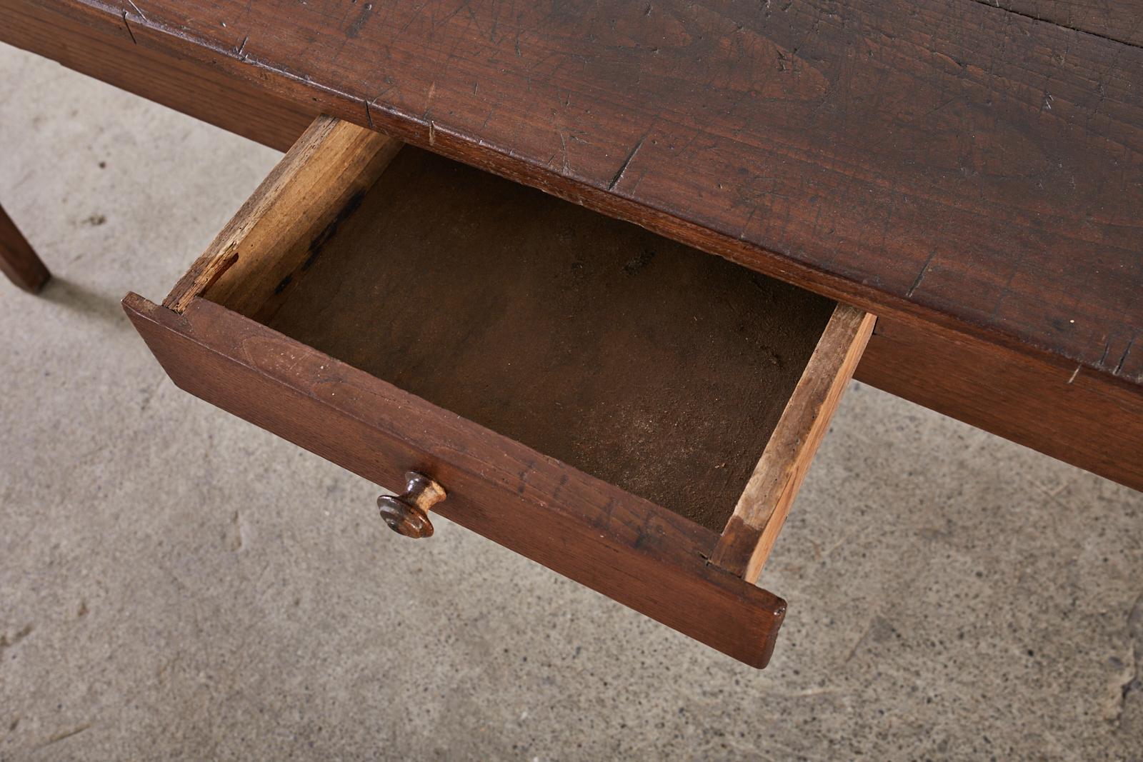 19th Century Country French Provincial Chestnut Farmhouse Dining Table  For Sale 9