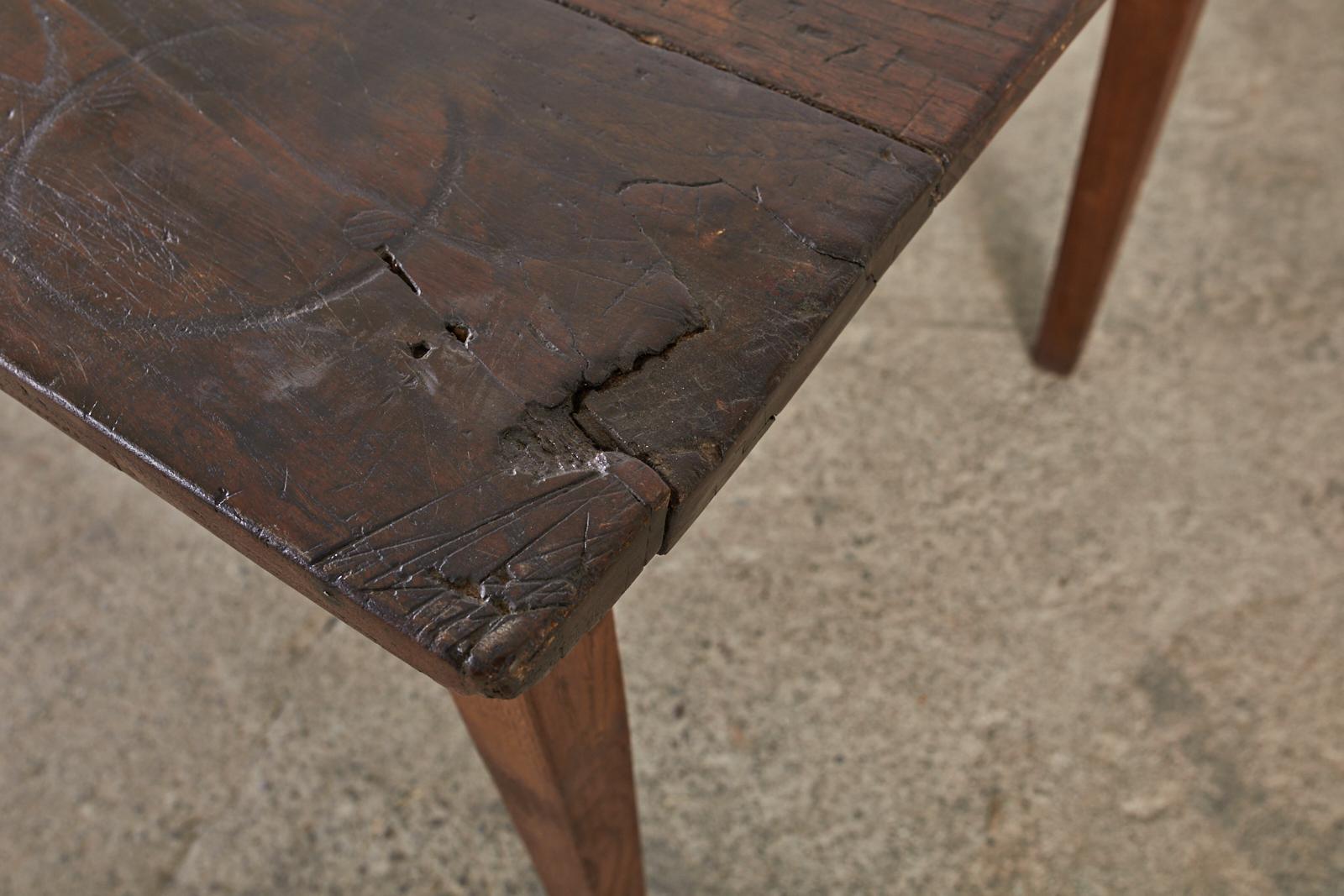 19th Century Country French Provincial Chestnut Farmhouse Dining Table  For Sale 11