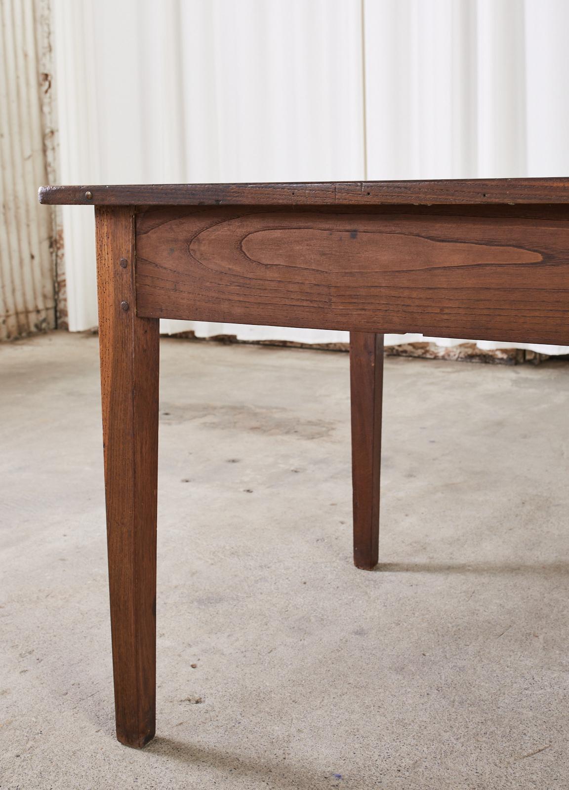 19th Century Country French Provincial Chestnut Farmhouse Dining Table  For Sale 13